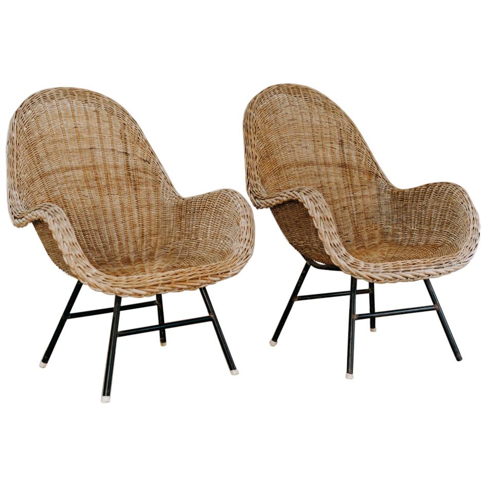 Pair of 1950's Rotan Armchairs