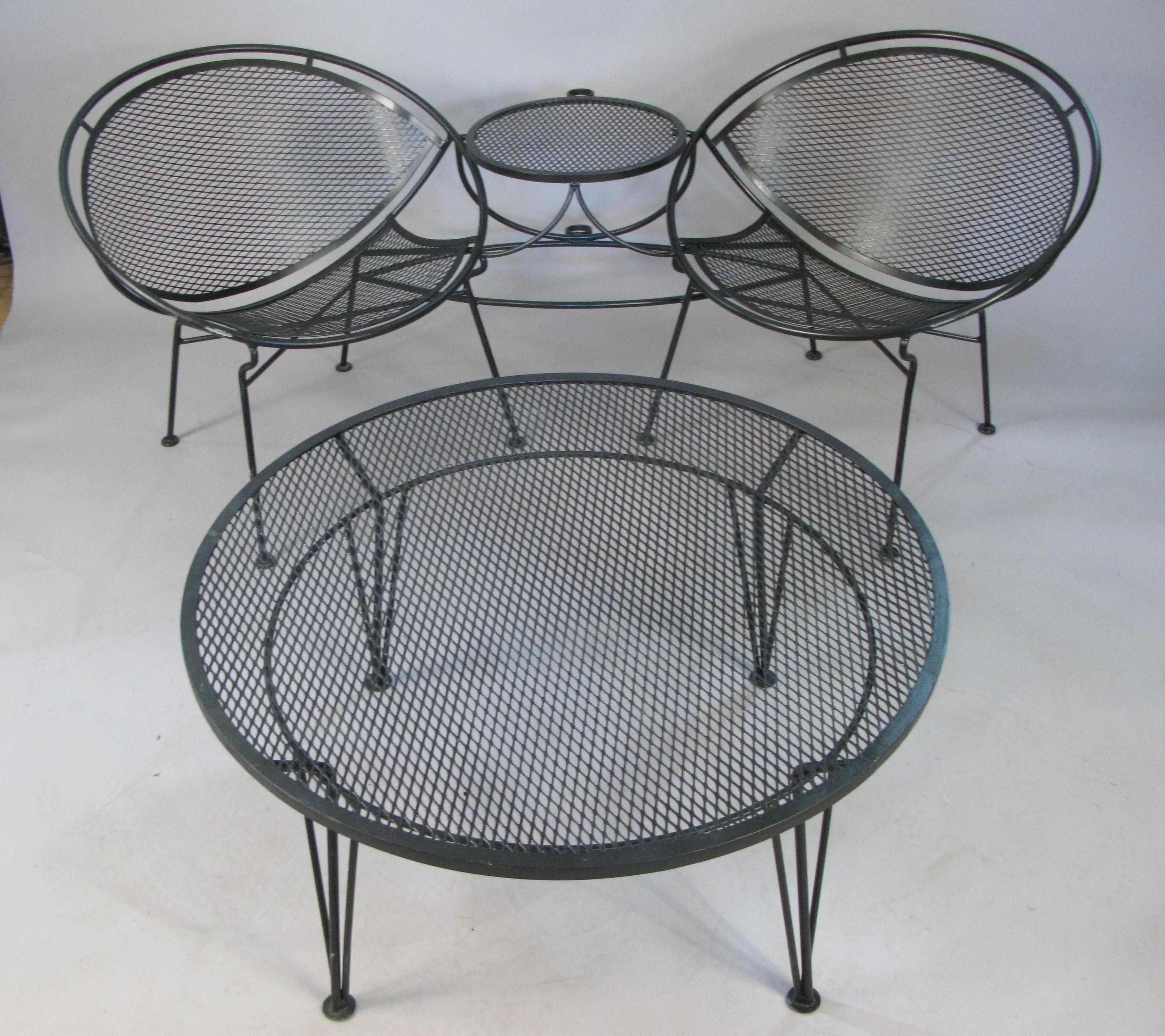 Mid-20th Century Pair of 1950s Salterini Radar Tete A Tetes and Cocktail Table