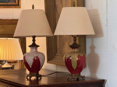 Paar glasierte Sang de Boeuf-Tischlampen aus den 1950er Jahren