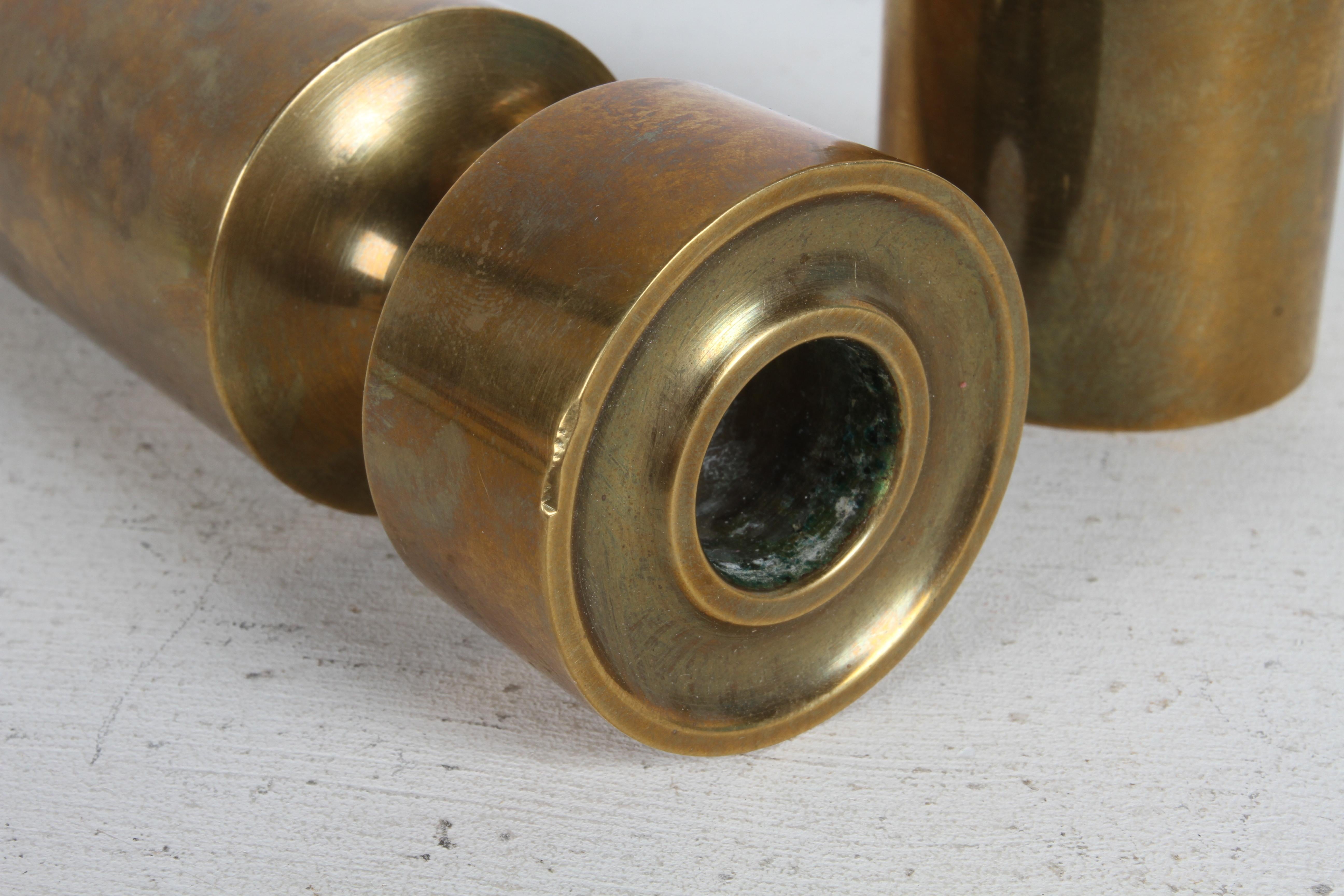 Pair of 1950s Scandinavian Heavy Solid Bronze Minimalist Candle Holders - Norway For Sale 9