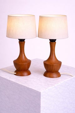 Pair of 1950s Scandinavian Modern Markslöjd Teak Table Lamps, Sweden