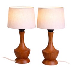 Pair of 1950s Scandinavian Modern Markslöjd Teak Table Lamps, Sweden