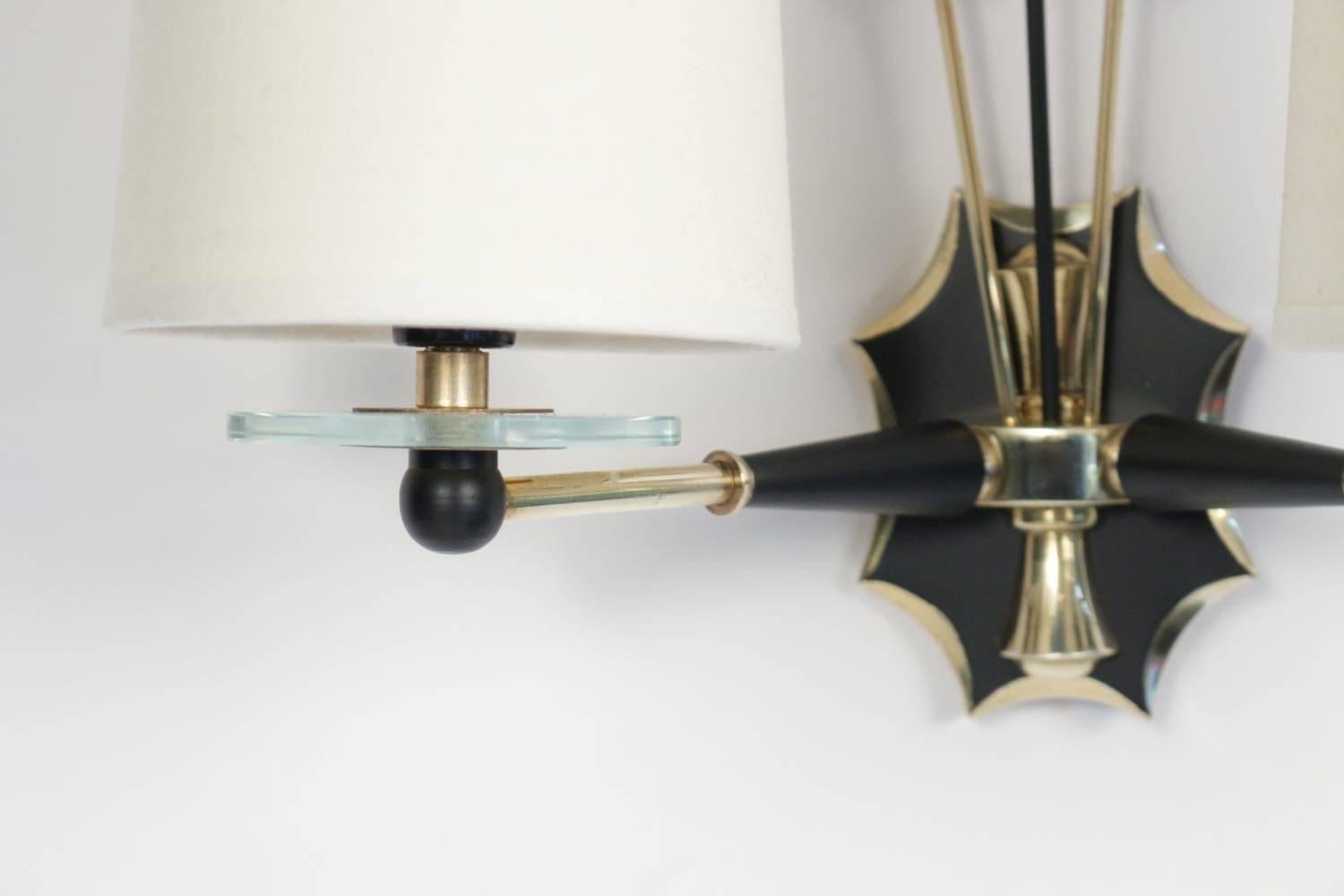 French Pair of 1950s Sconces by Maison Lunel