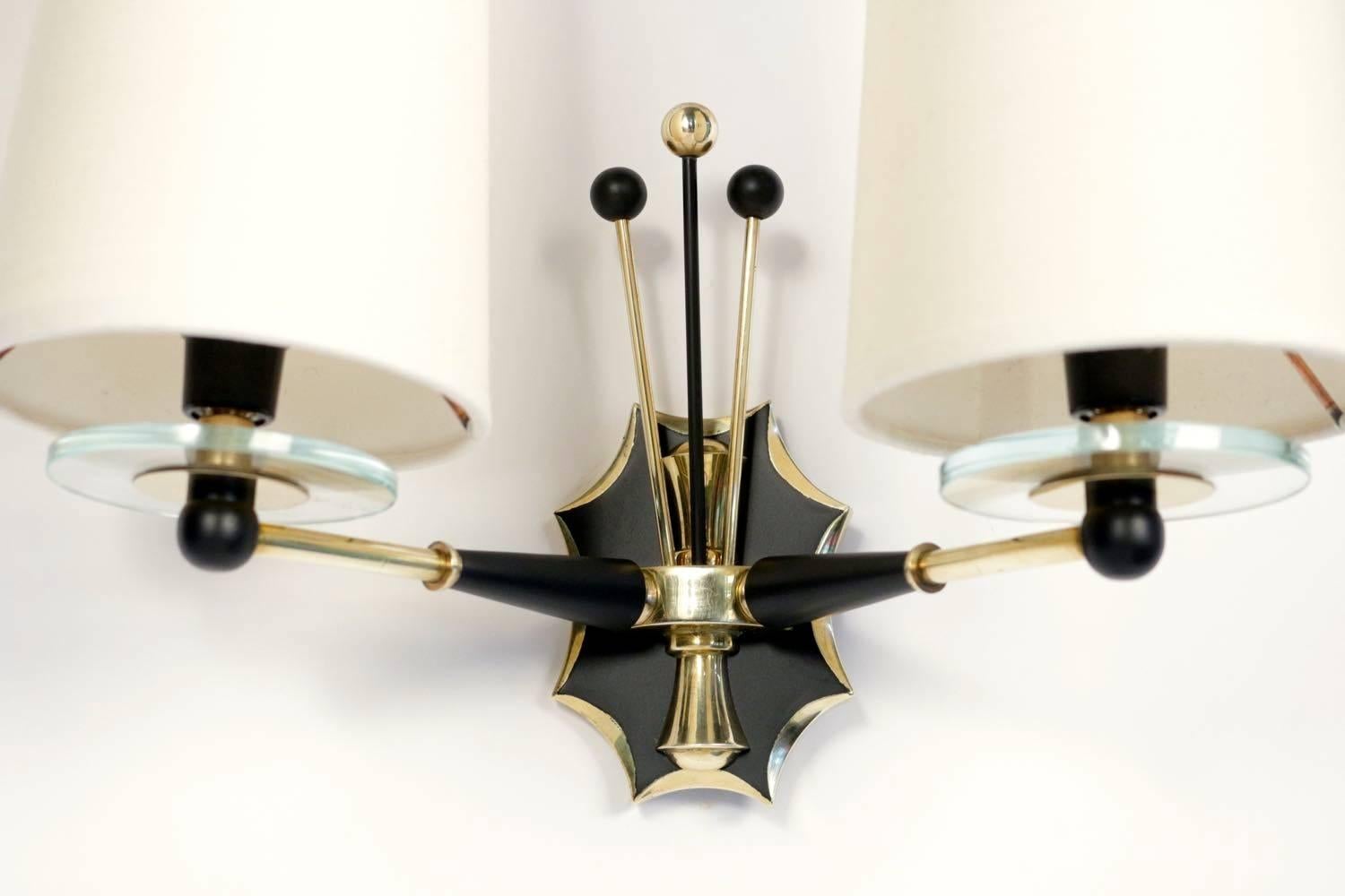 Mid-20th Century 1950 Pair of Sconces by Maison Lunel