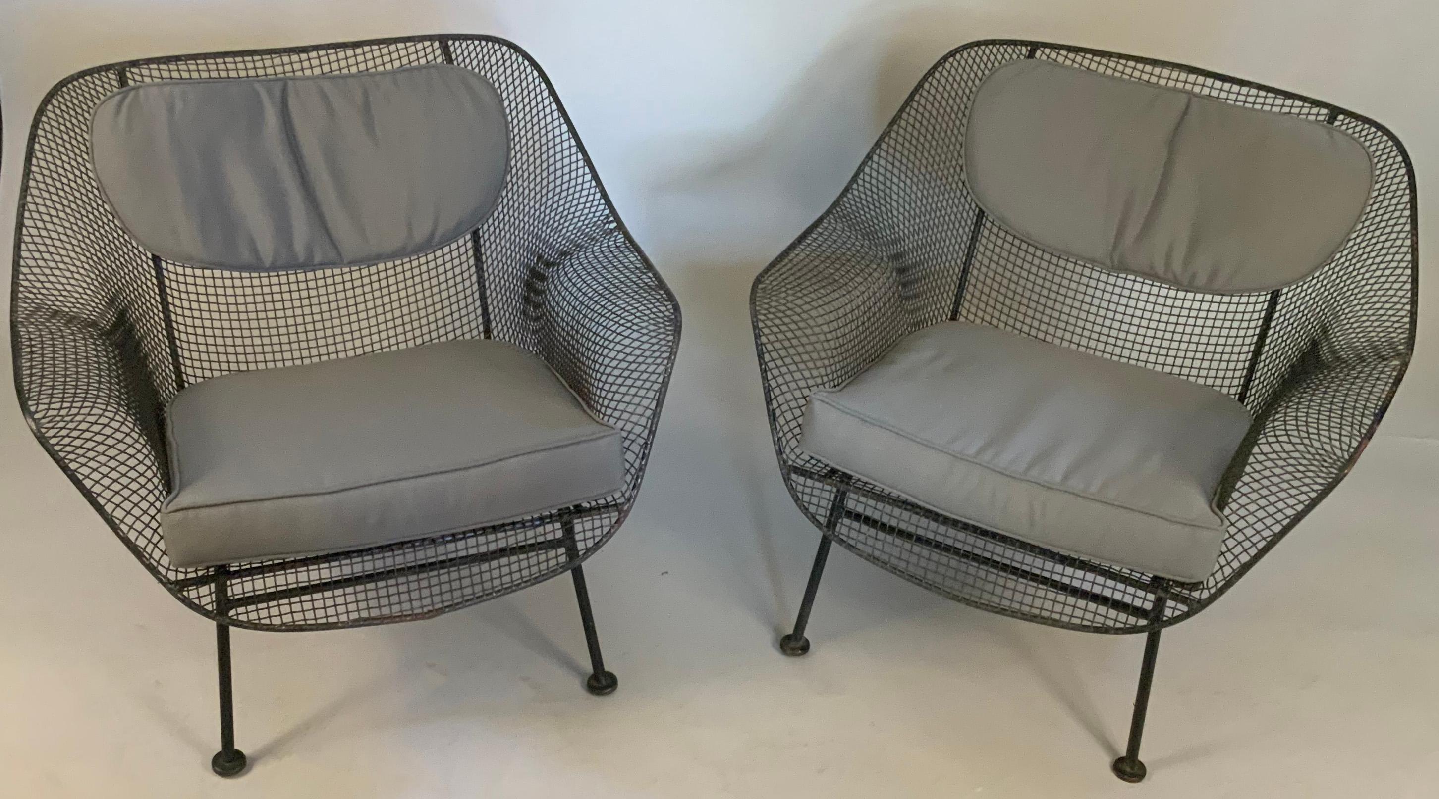 Mid-Century Modern Pair of 1950's Sculptura Wrought Iron Lounge Chairs by Russell Woodard