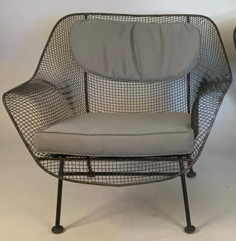 Mid-20th Century Pair of 1950's Sculptura Wrought Iron Lounge Chairs by Russell Woodard For Sale
