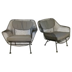 Pair of 1950
s Sculptura Wrought Iron Lounge Chairs by Russell Woodard