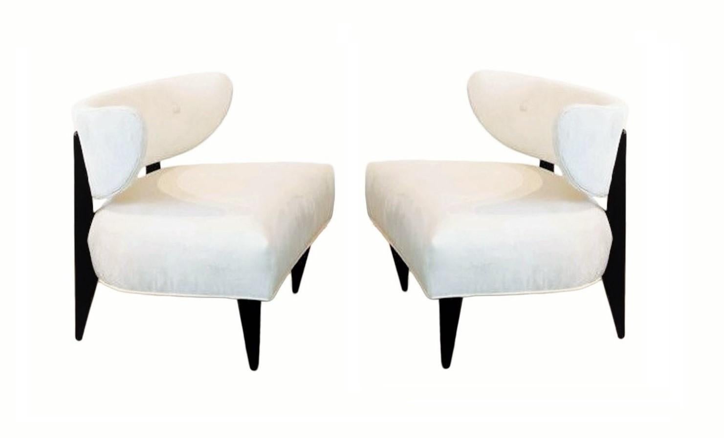 Milieu du XXe siècle Paire de chaises longues sculpturales Art déco des années 1950 en vente