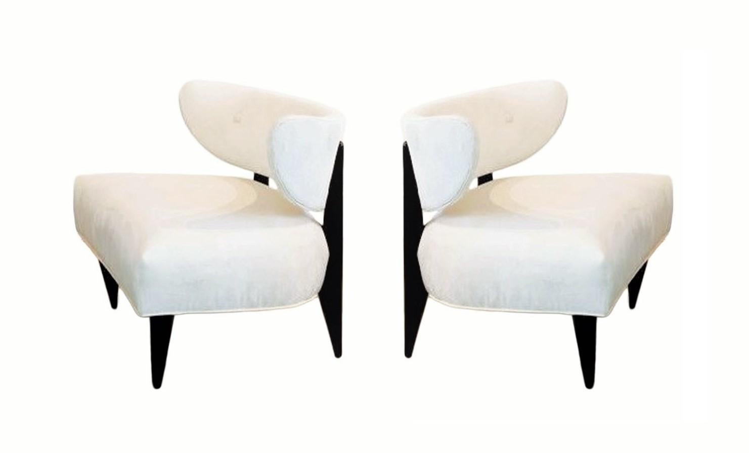 Mid-20th Century Pair of 1950's Sculptural Art Deco Lounge Chairs