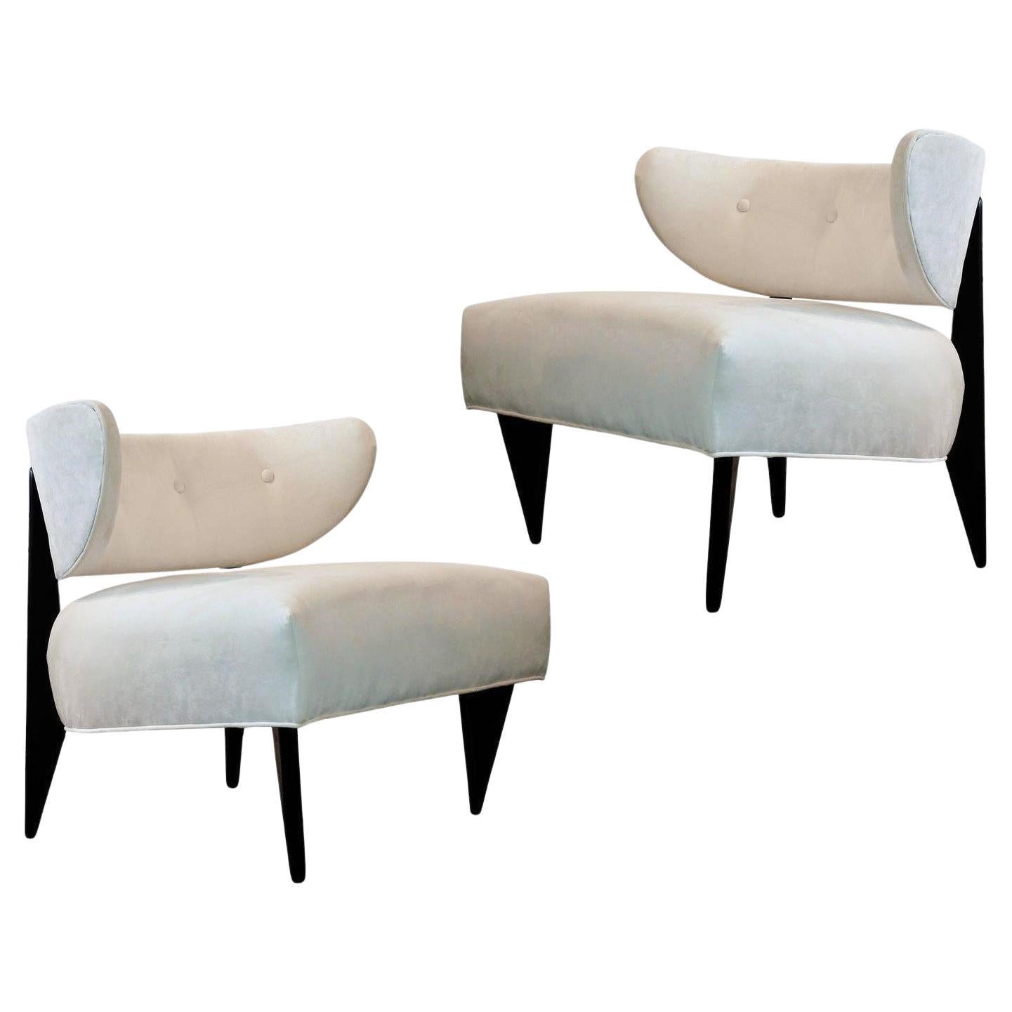 Pair of 1950's Sculptural Art Deco Lounge Chairs