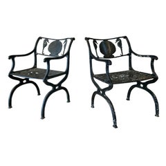 Pair of 1950's Seashell & Seahorse Garden Chairs