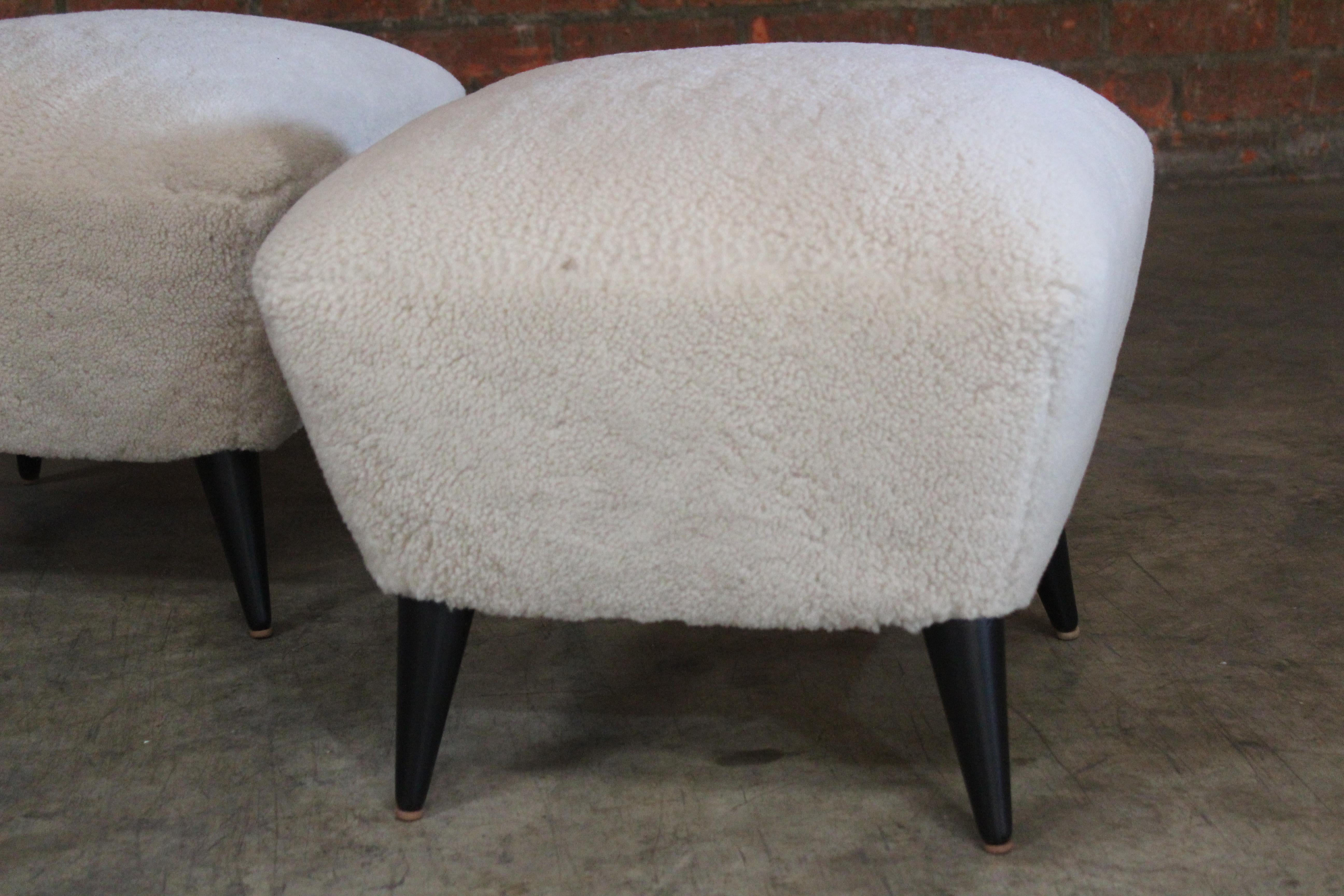 Pair of 1950s Sheepskin Ottomans by Henri Cailon for Erton, France, 1956 10