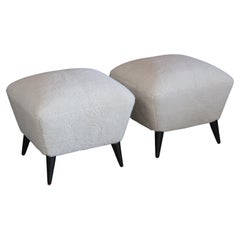 Pair of 1950s Sheepskin Ottomans by Henri Cailon for Erton, France, 1956