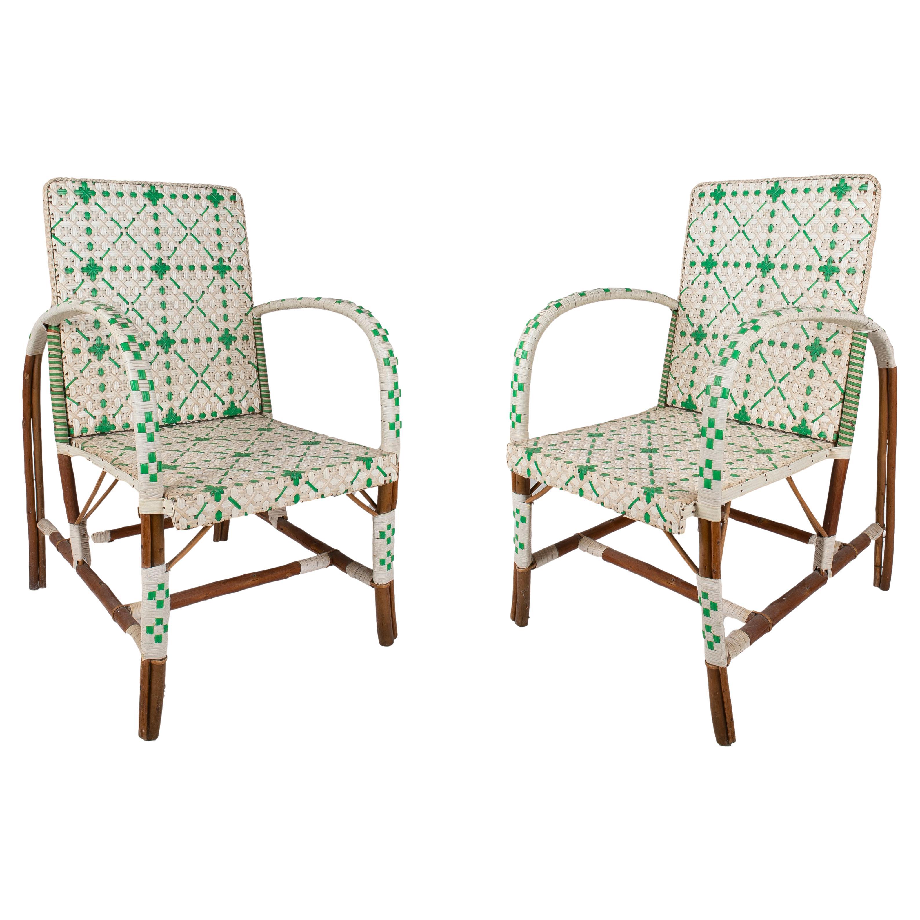 Sculptural Pair of 1950's Woven Resin Armchairs at 1stDibs