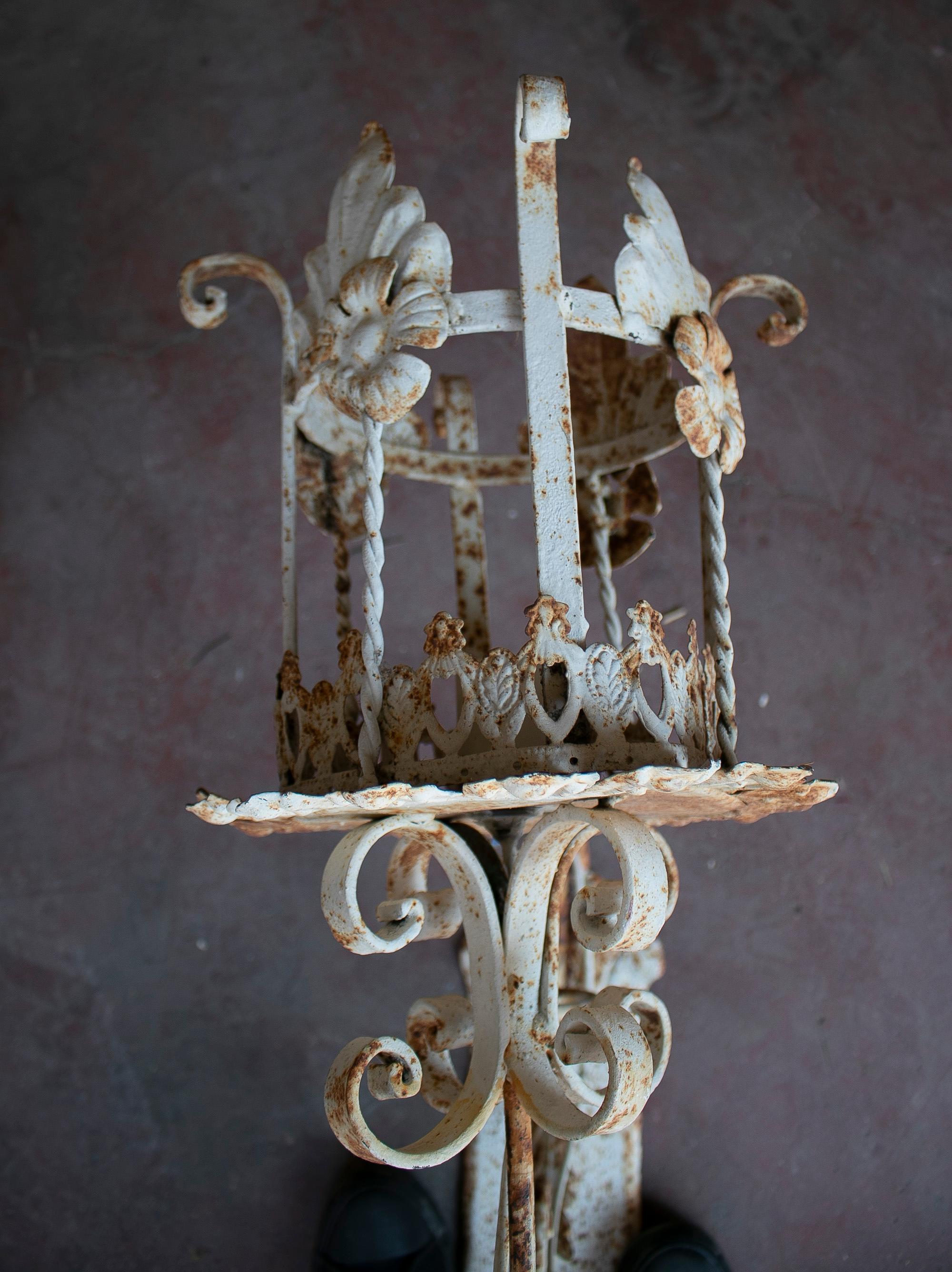 Pair of 1950s Spanish Wrought Iron Wall Lamp Lanterns For Sale 14