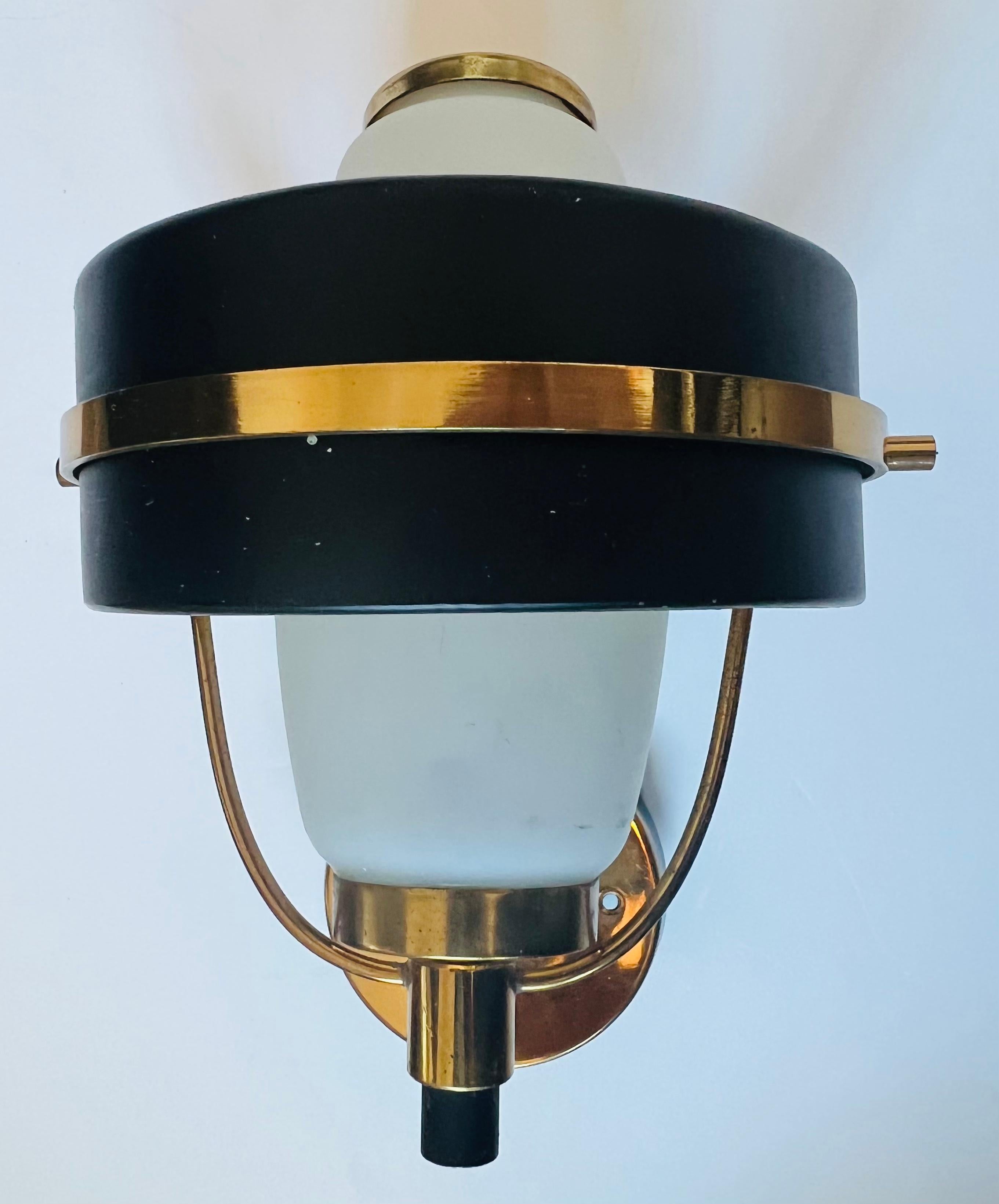 Brass Pair of 1950s Stilnovo Italian Mid Century Wall Lights For Sale