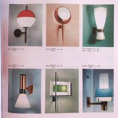 Pair of 1950s Stilnovo Model 2079/1 Brass and Glass Sconces with Original Labels