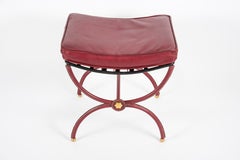 Ein Paar genähte Leder-Ottomanen von Jacques Adnet aus den 1950er Jahren