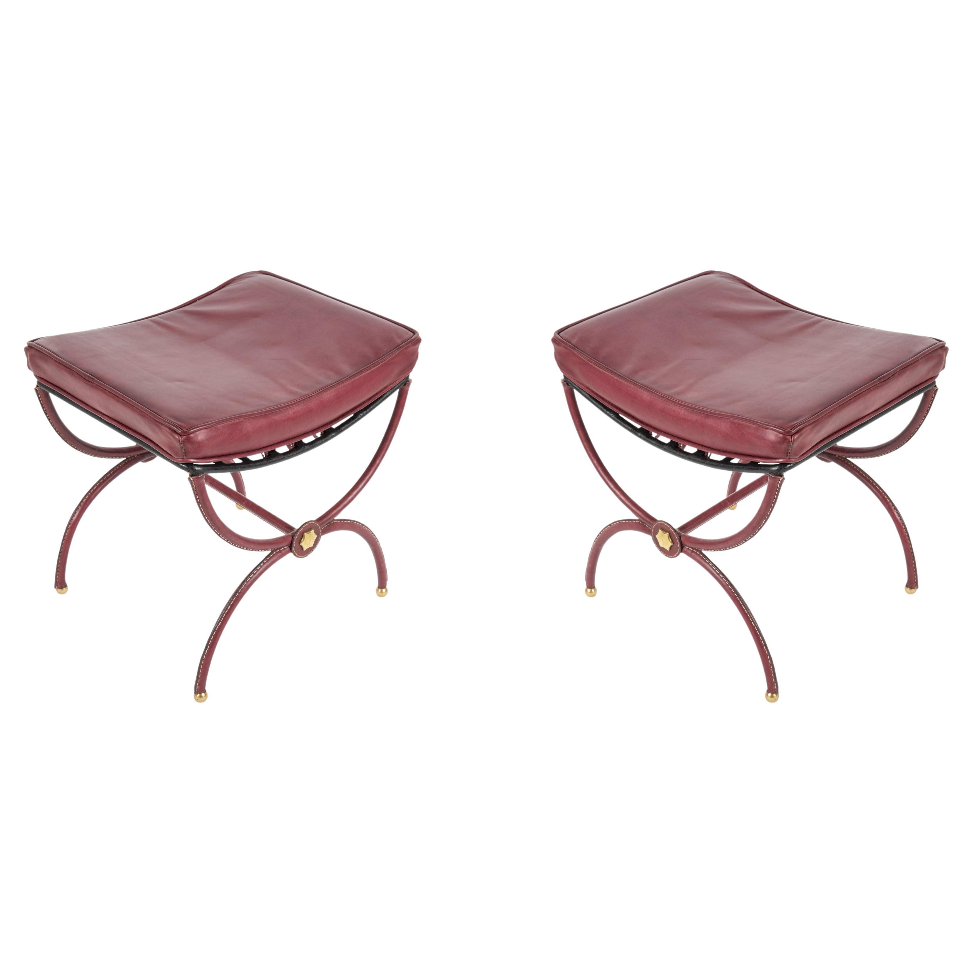 Double Stitch Leather Ottoman For Sale at 1stDibs leather double