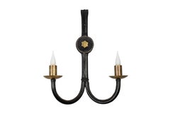 Coppia di sconsigliere in pelle Stitch by Jacques Adnet degli anni '50