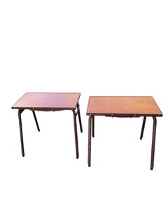 Pair of 1950's stitched leather side tables by Jacques Adnet