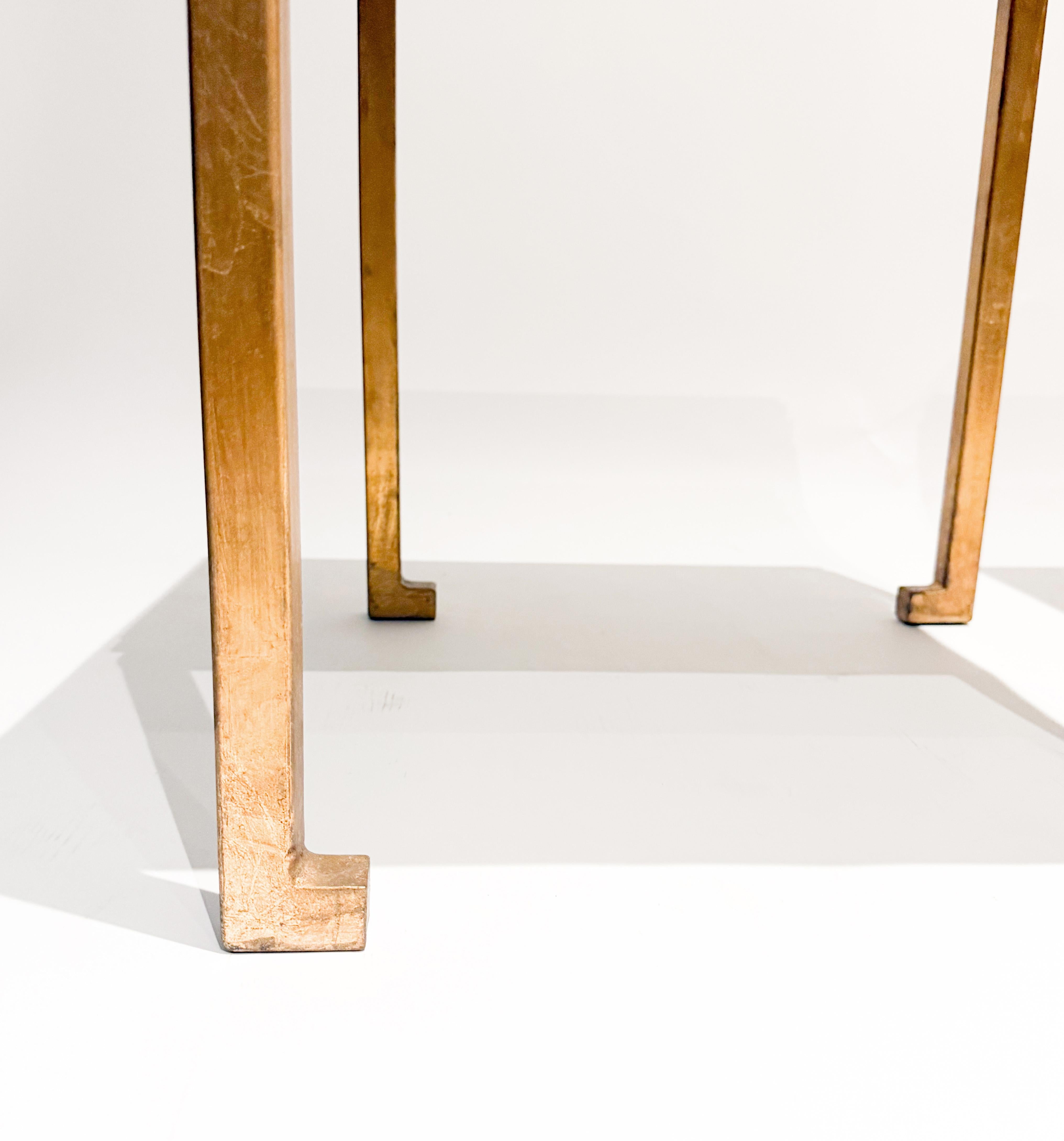 17th Century Pair of 1950s Stone and Gilt Iron Side Tables Attributed to Maison Ramsay For Sale