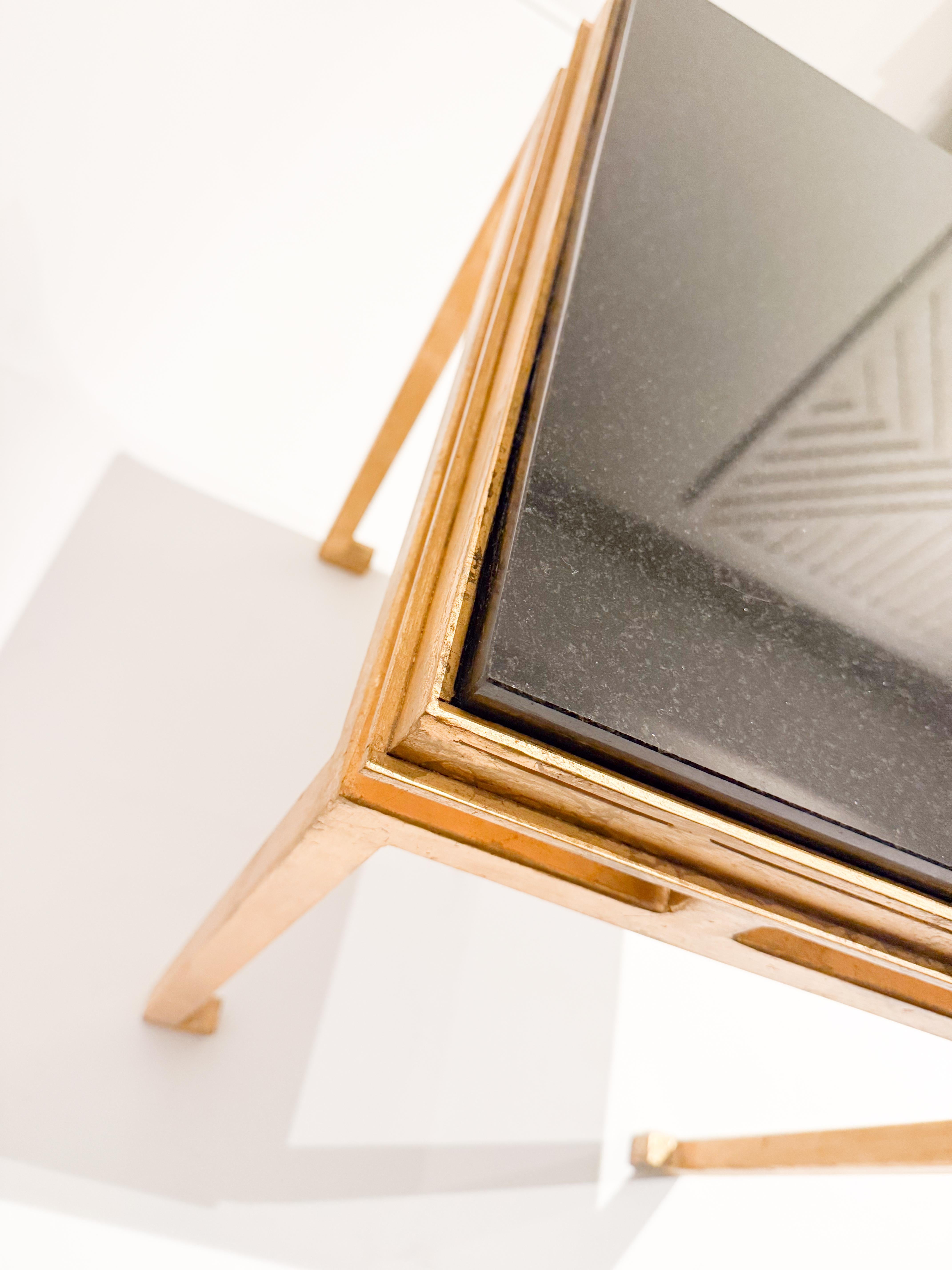 Pair of 1950s Stone and Gilt Iron Side Tables Attributed to Maison Ramsay For Sale 3