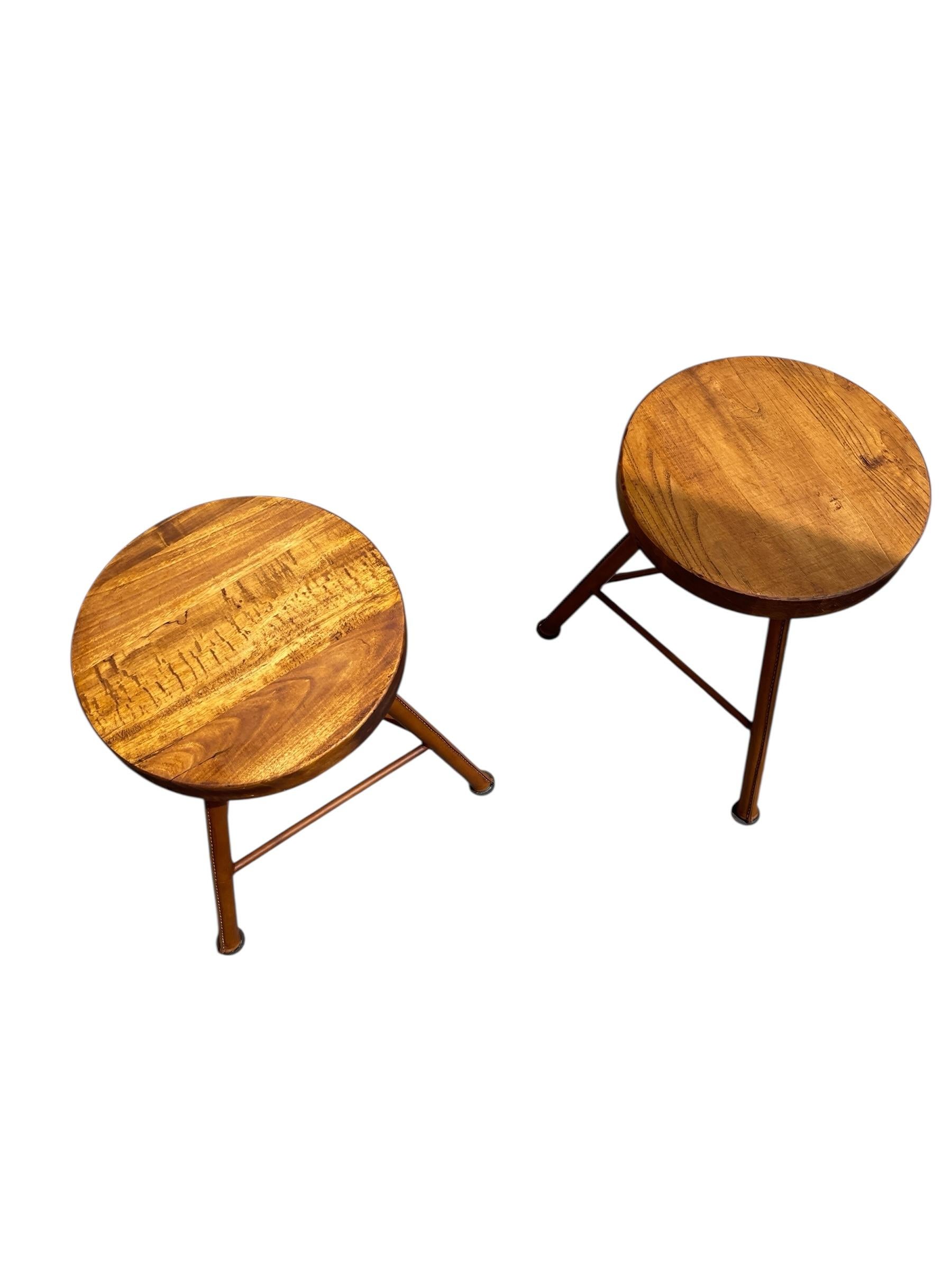 Pareja de taburetes de los años 50 de Jacques Adnet en venta 5