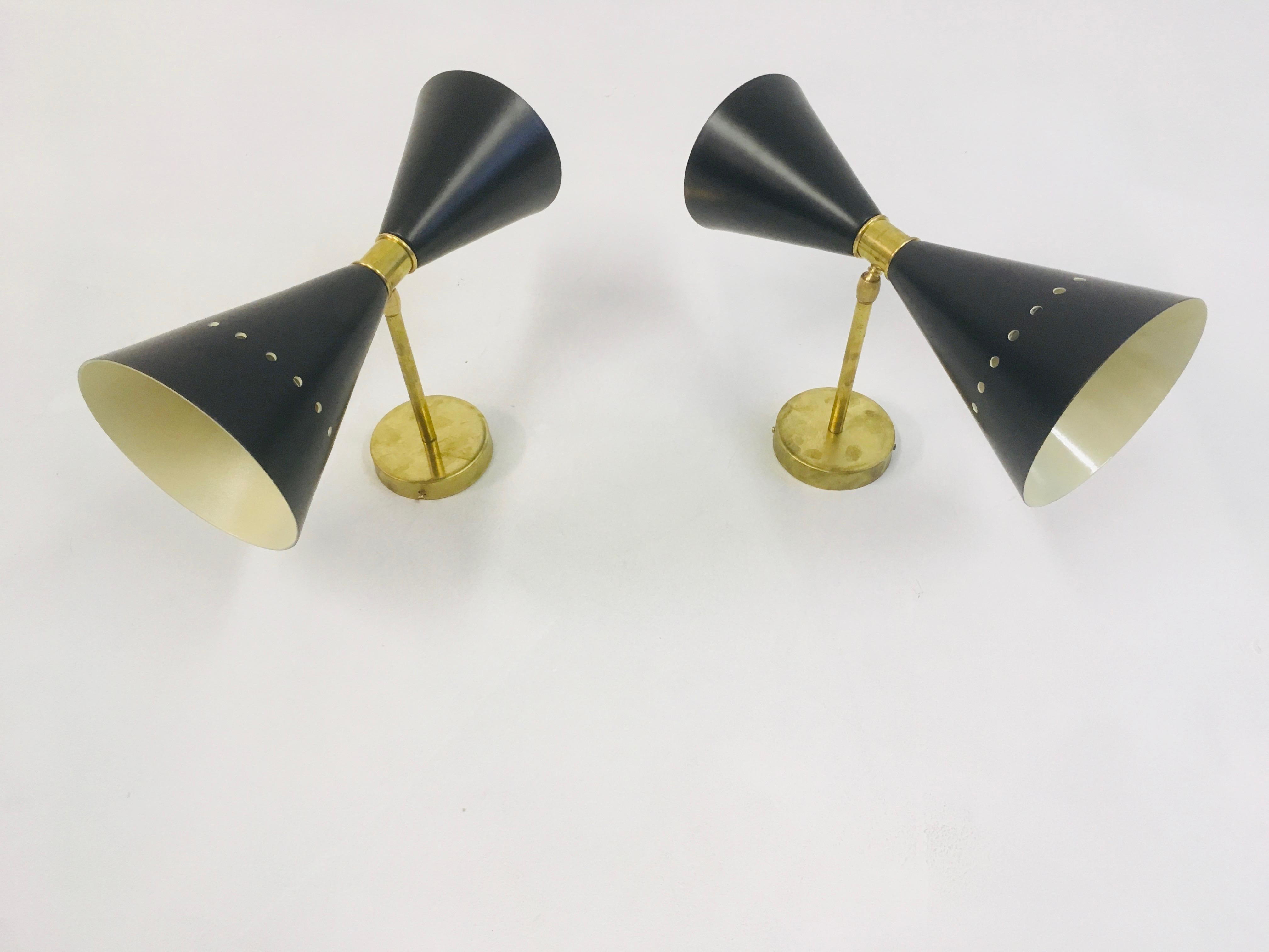 Pair of 1950s Style Italian Diabolo Wall Lights 2