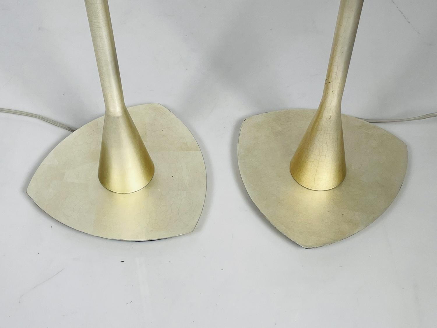 Pair of 1950s Style Torchiere Lamps with Silver Leaf For Sale 4