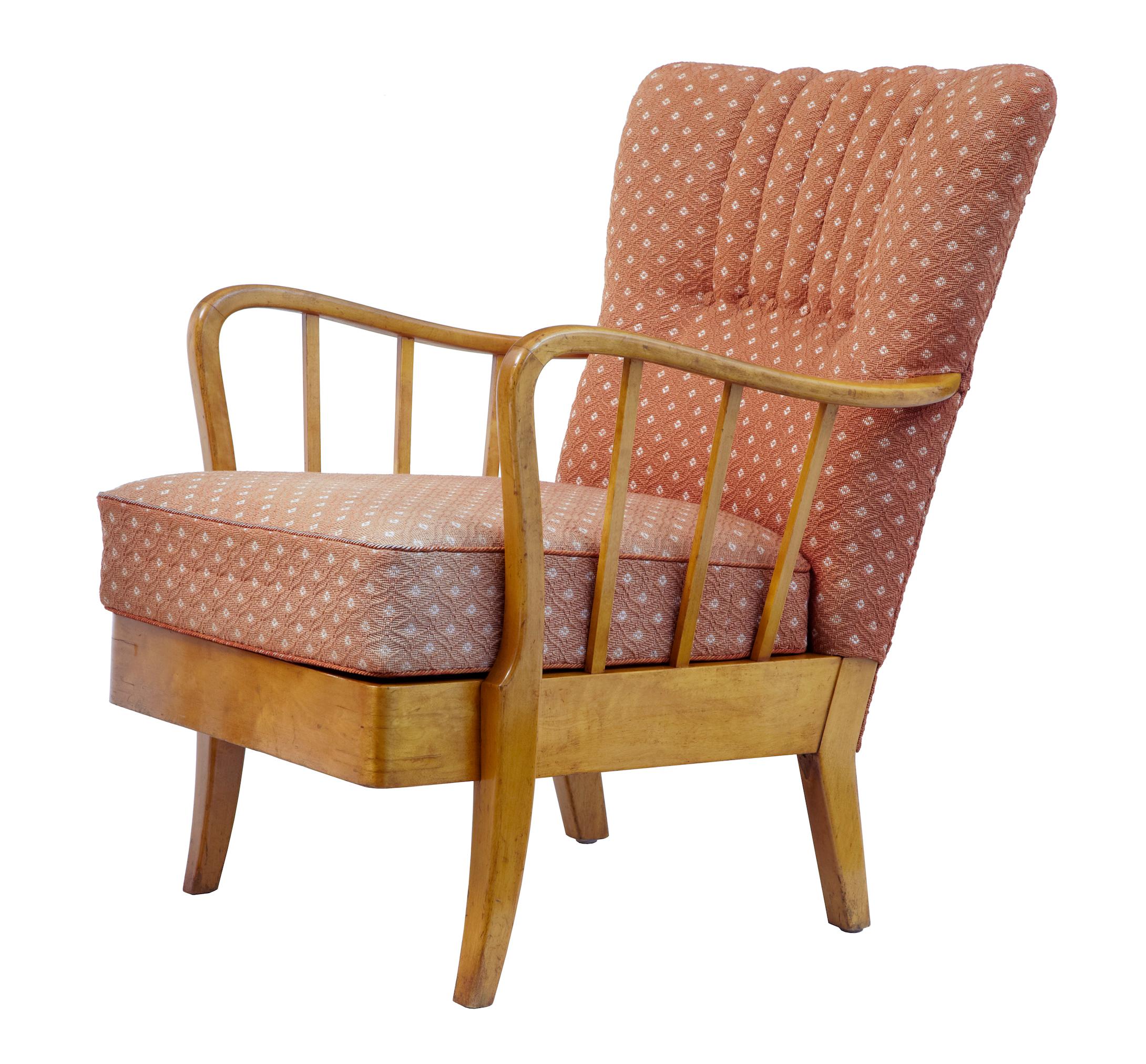 Woodwork Pair of 1950s Swedish Birch Easy Armchairs