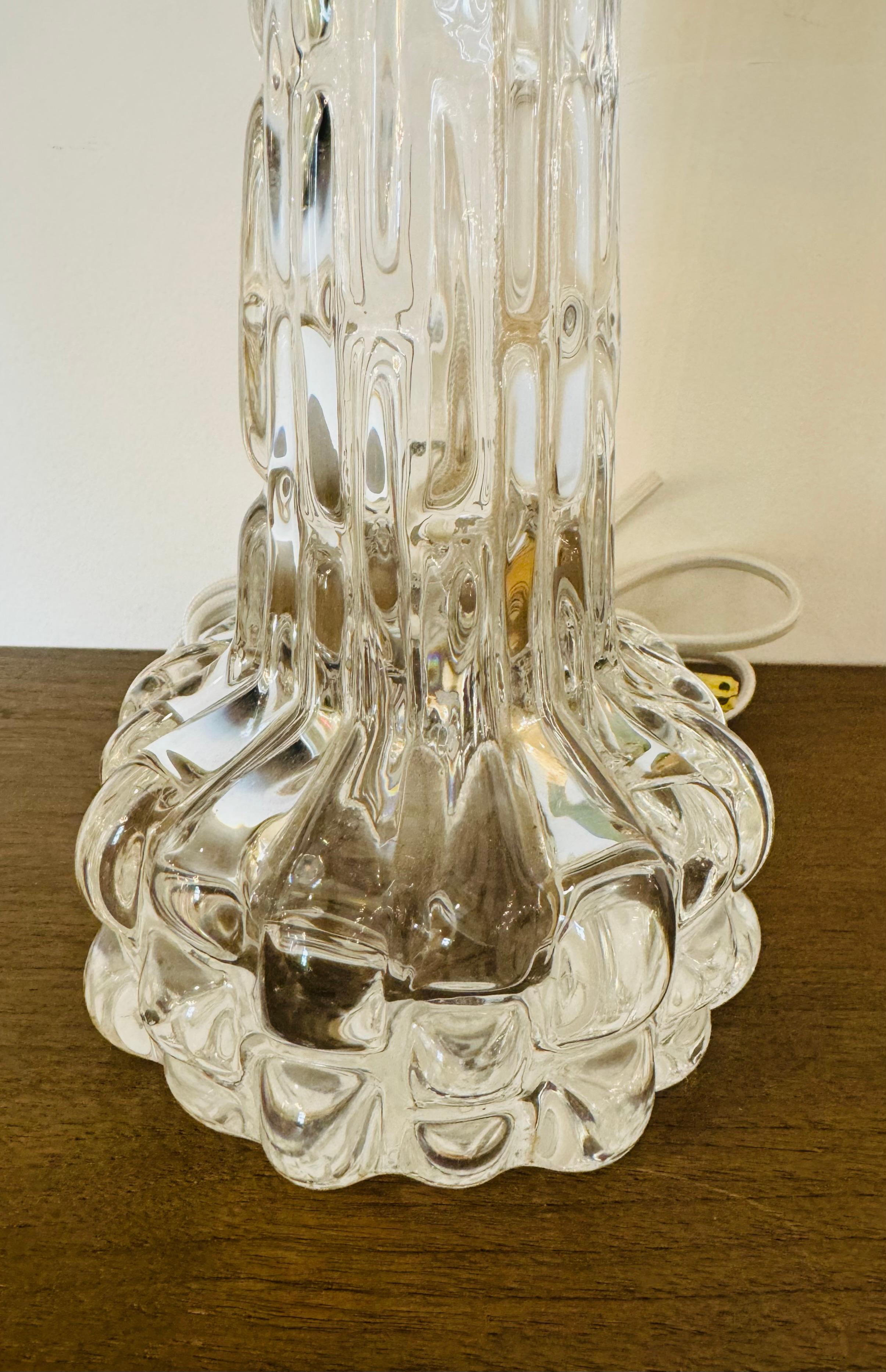 Pair of 1950s Swedish Crystal Orrefors Carl Fagerlund Clear Table Lamps For Sale 5