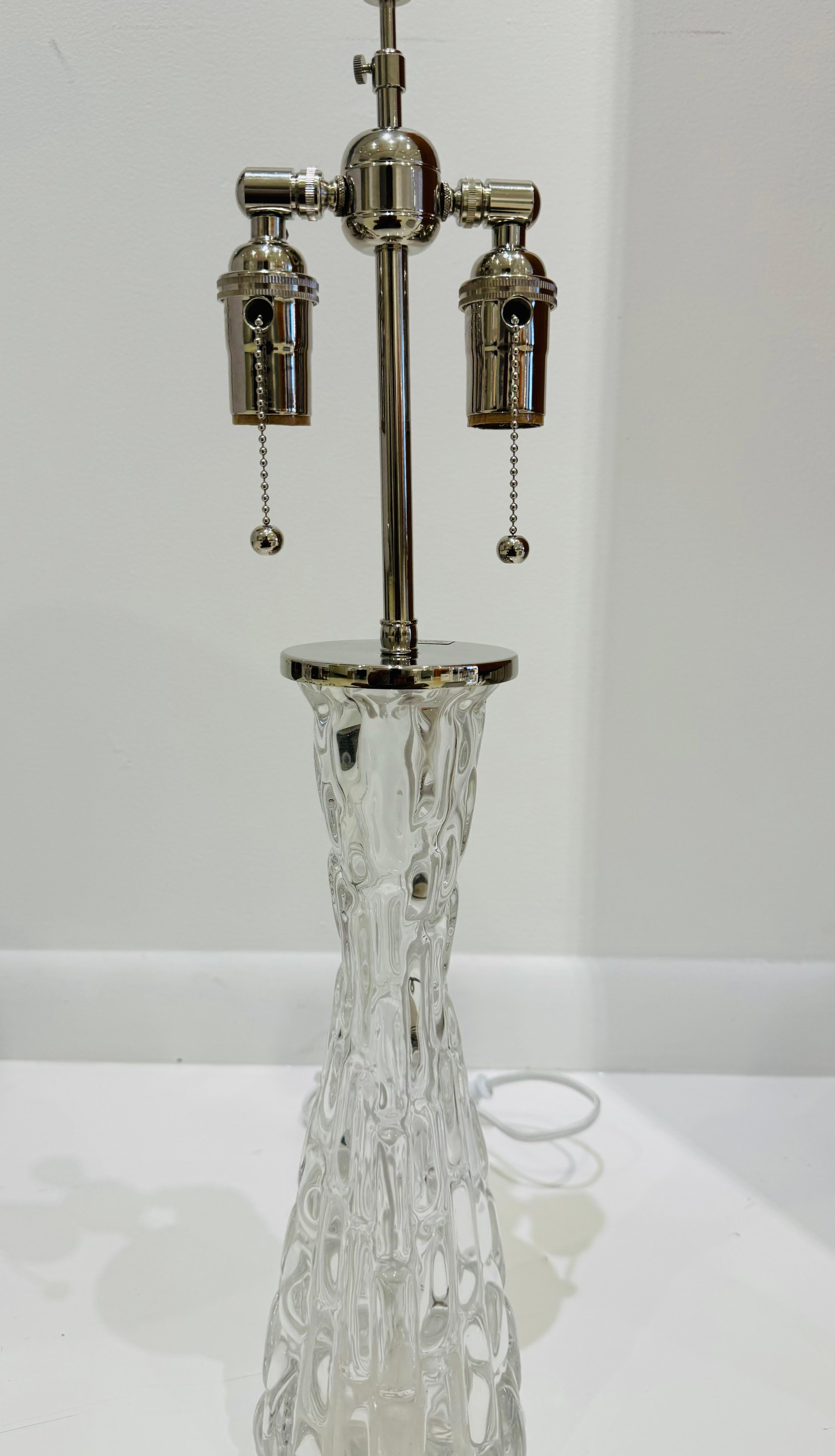 Paire de lampes de table en cristal suédois Orrefors Carl Fagerlund du milieu du siècle dernier en vente 3