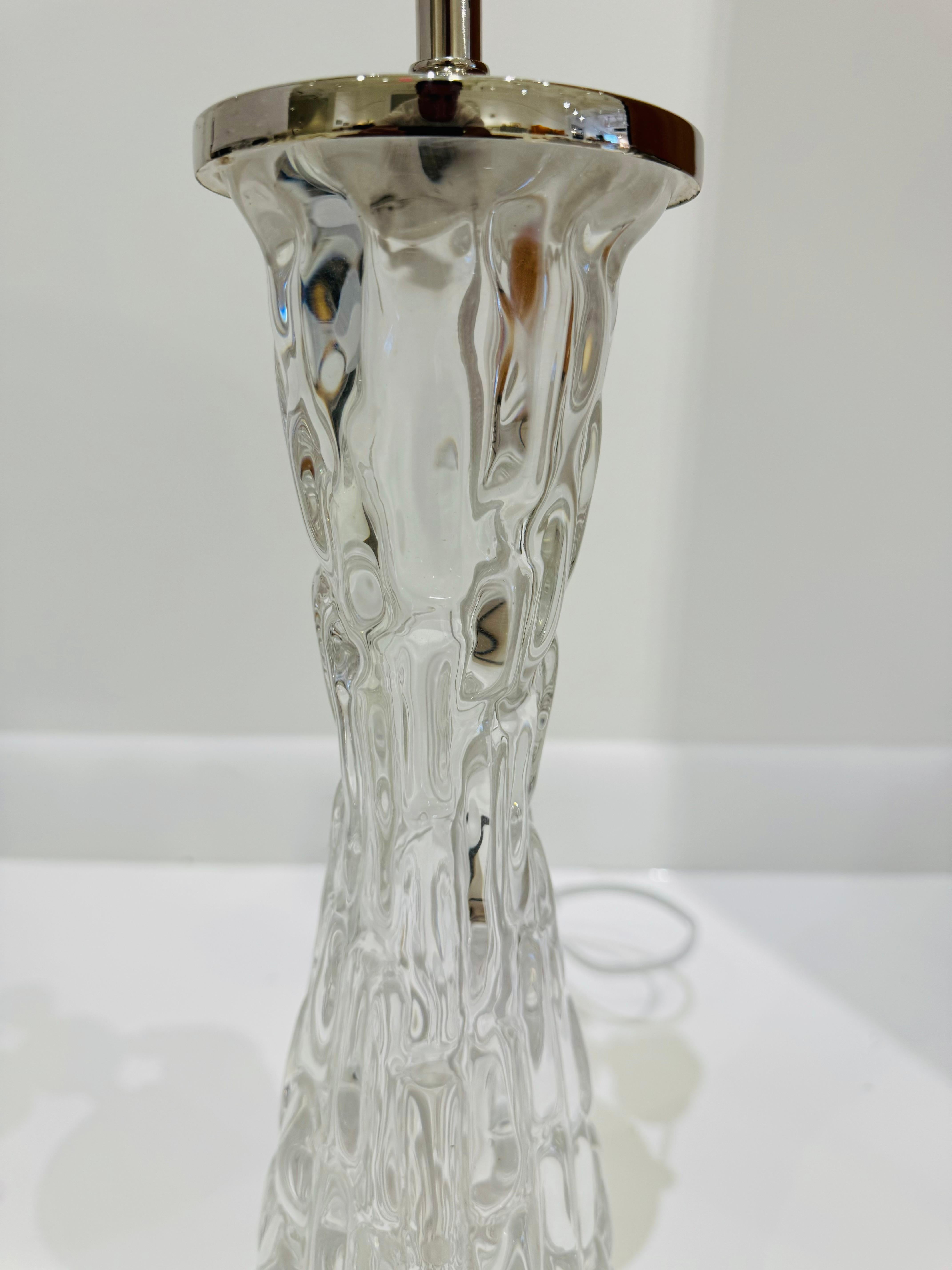 Milieu du XXe siècle Paire de lampes de table en cristal suédois Orrefors Carl Fagerlund du milieu du siècle dernier en vente