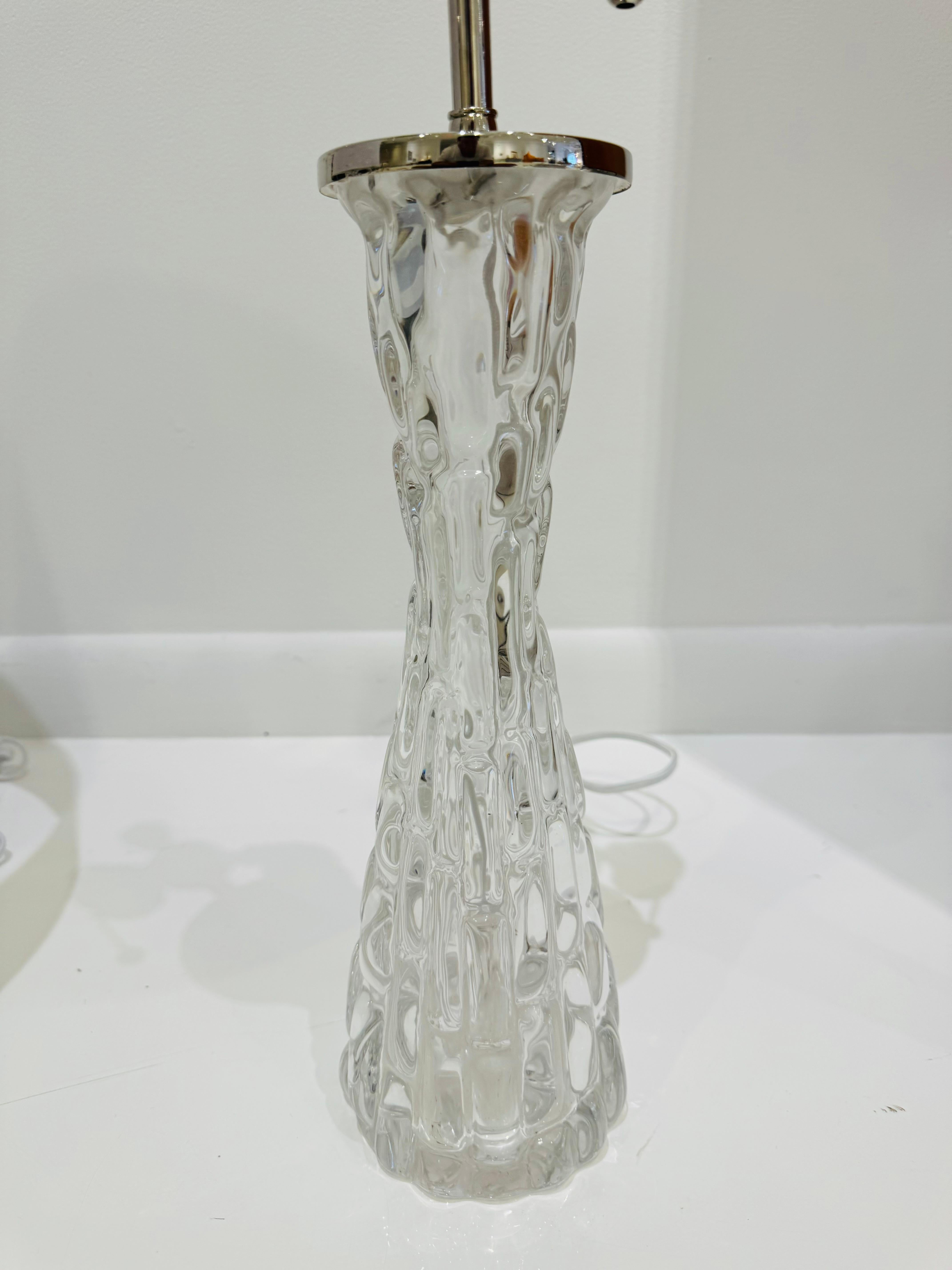 Paire de lampes de table en cristal suédois Orrefors Carl Fagerlund du milieu du siècle dernier en vente 1