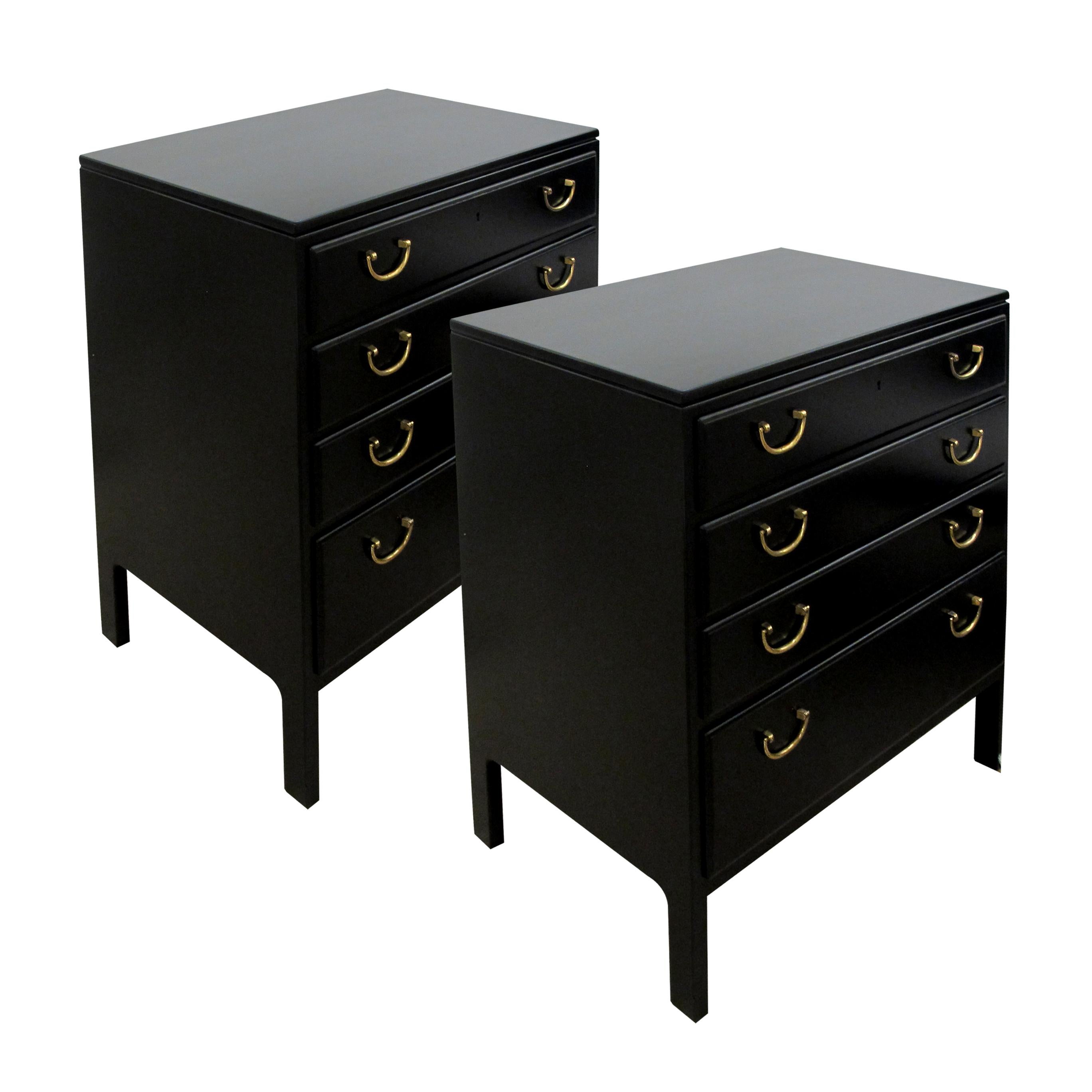 Mid-20th Century Pair of 1950s Swedish Ebonised Chest of Drawers by David Rosen for Bodafors