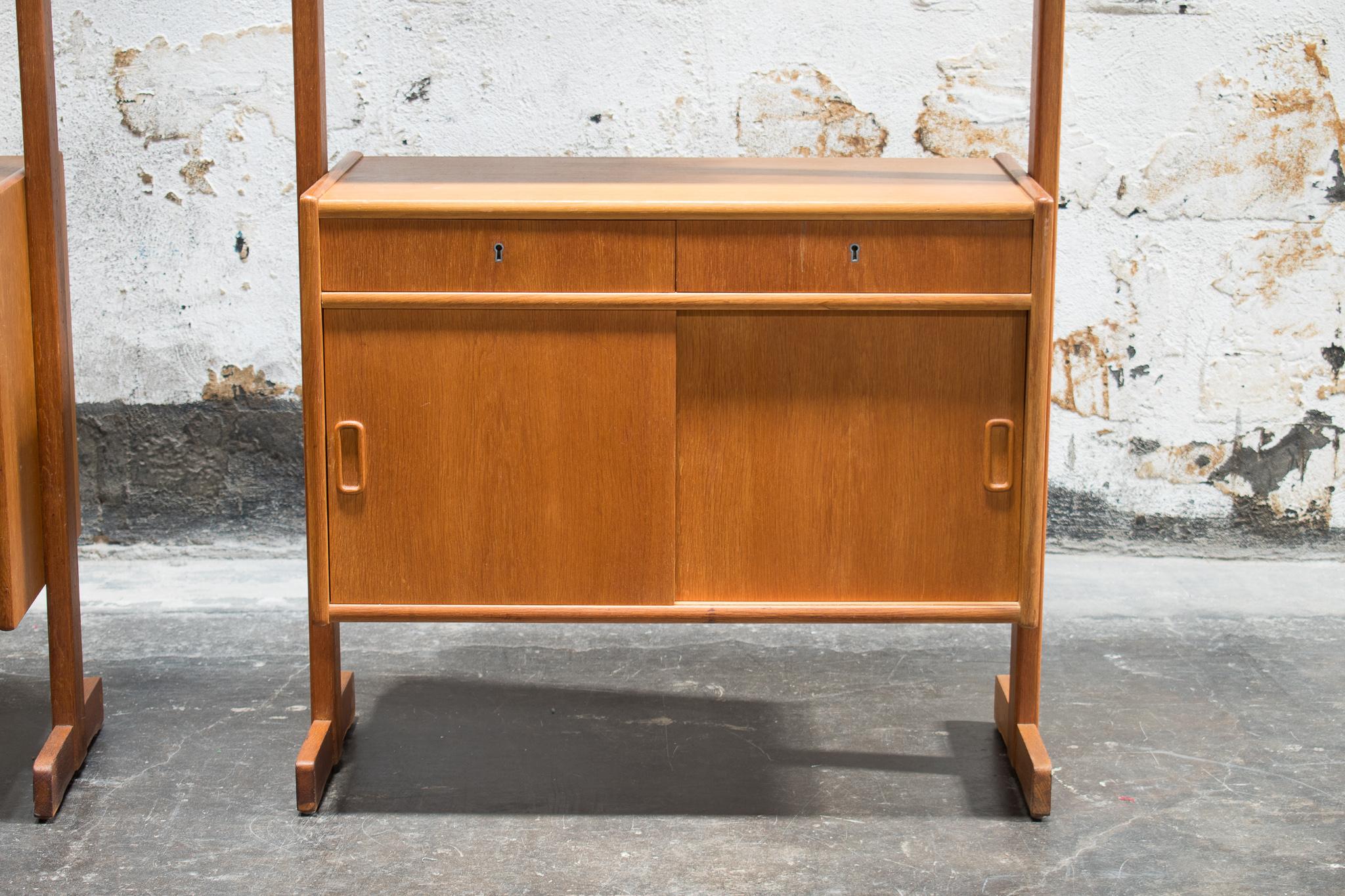 Pair of 1950's Swedish Mid-Century Modern Teak Bookcases Freestanding Wall Units 2