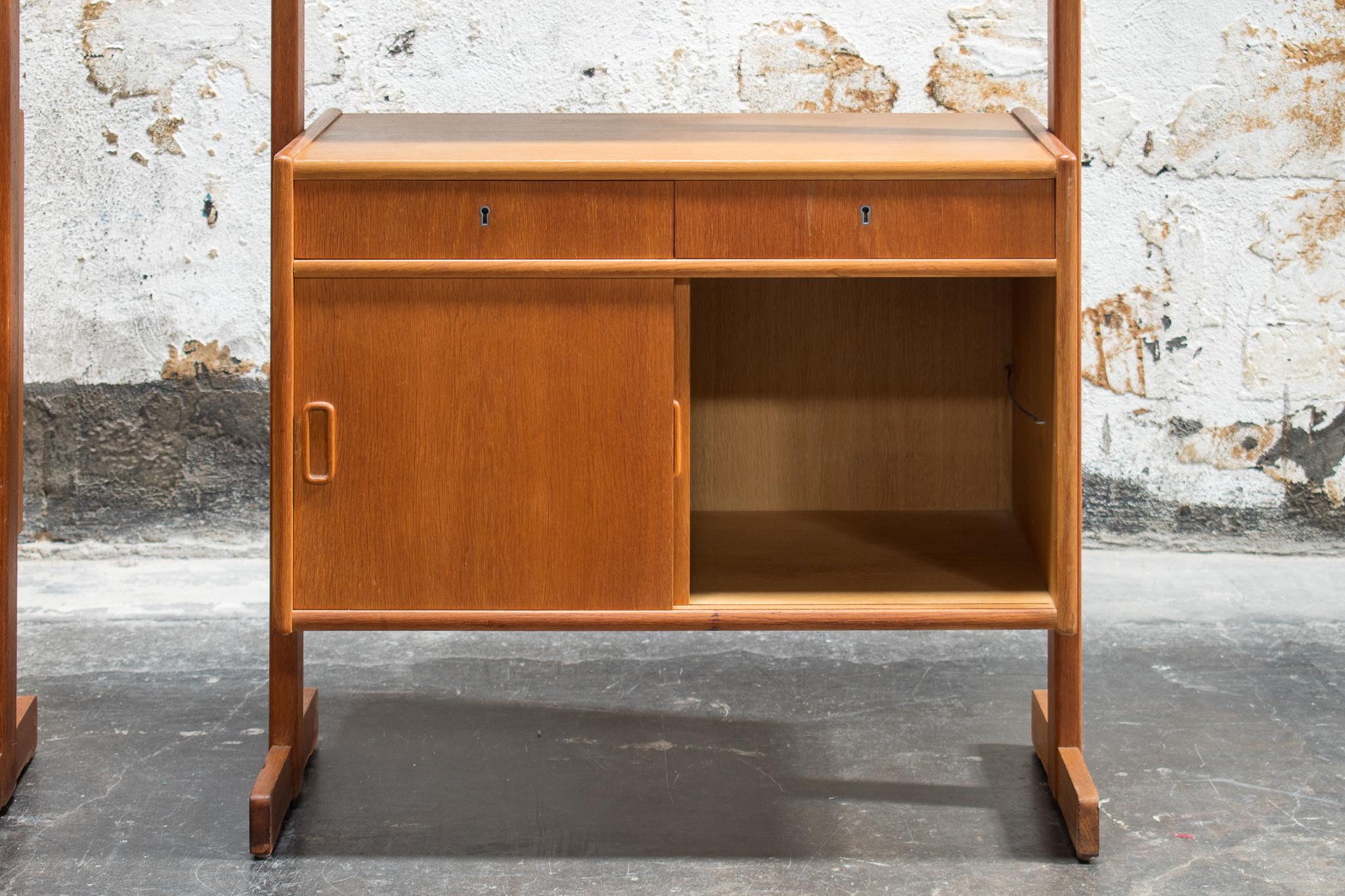 Pair of 1950's Swedish Mid-Century Modern Teak Bookcases Freestanding Wall Units 3