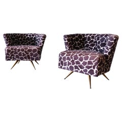 Pair of 1950s Swivel Chairs designed by Henry P Glass for JG Furniture Brass Leg