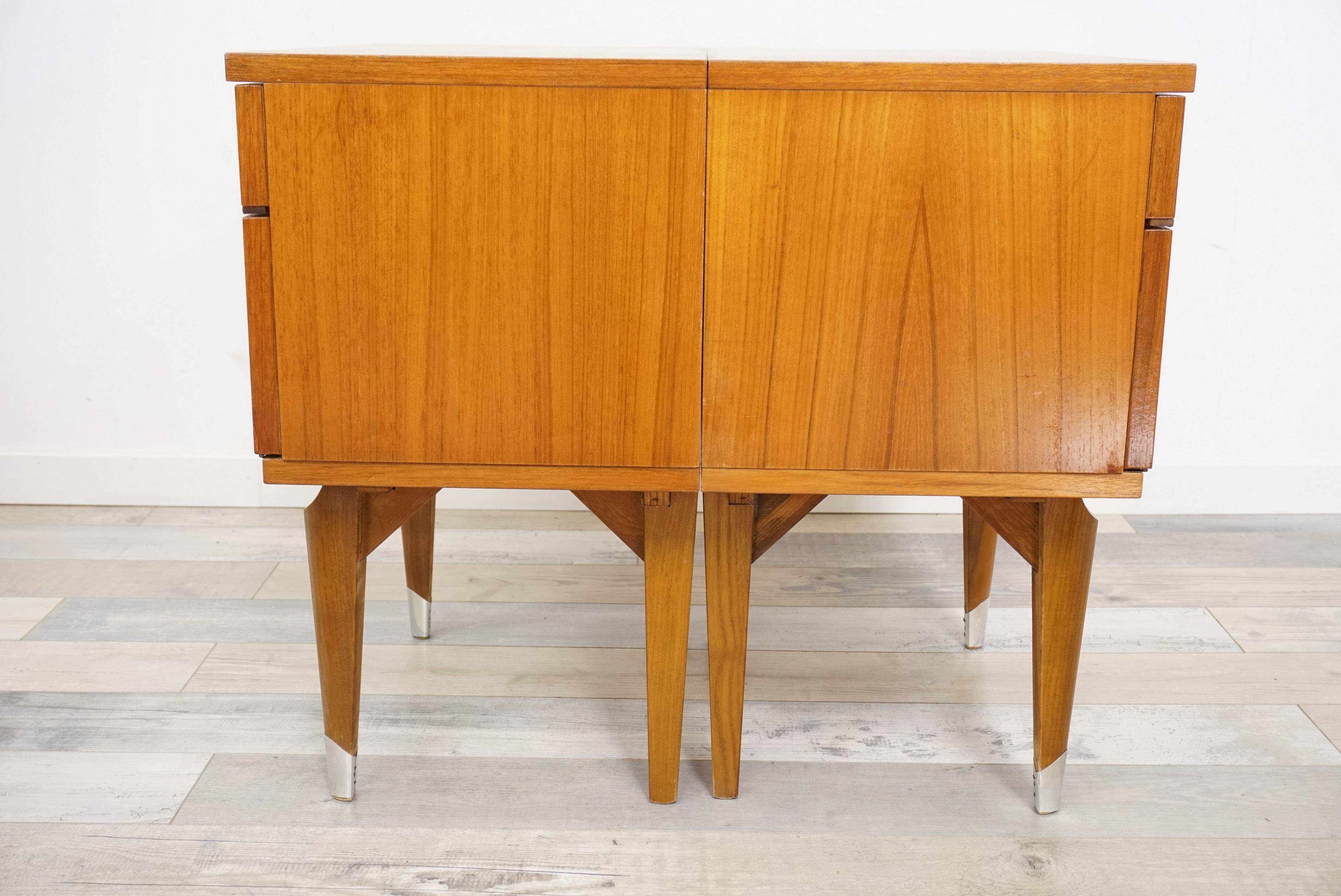 Pair of 1950s Teak Wooden Bedside Tables 7