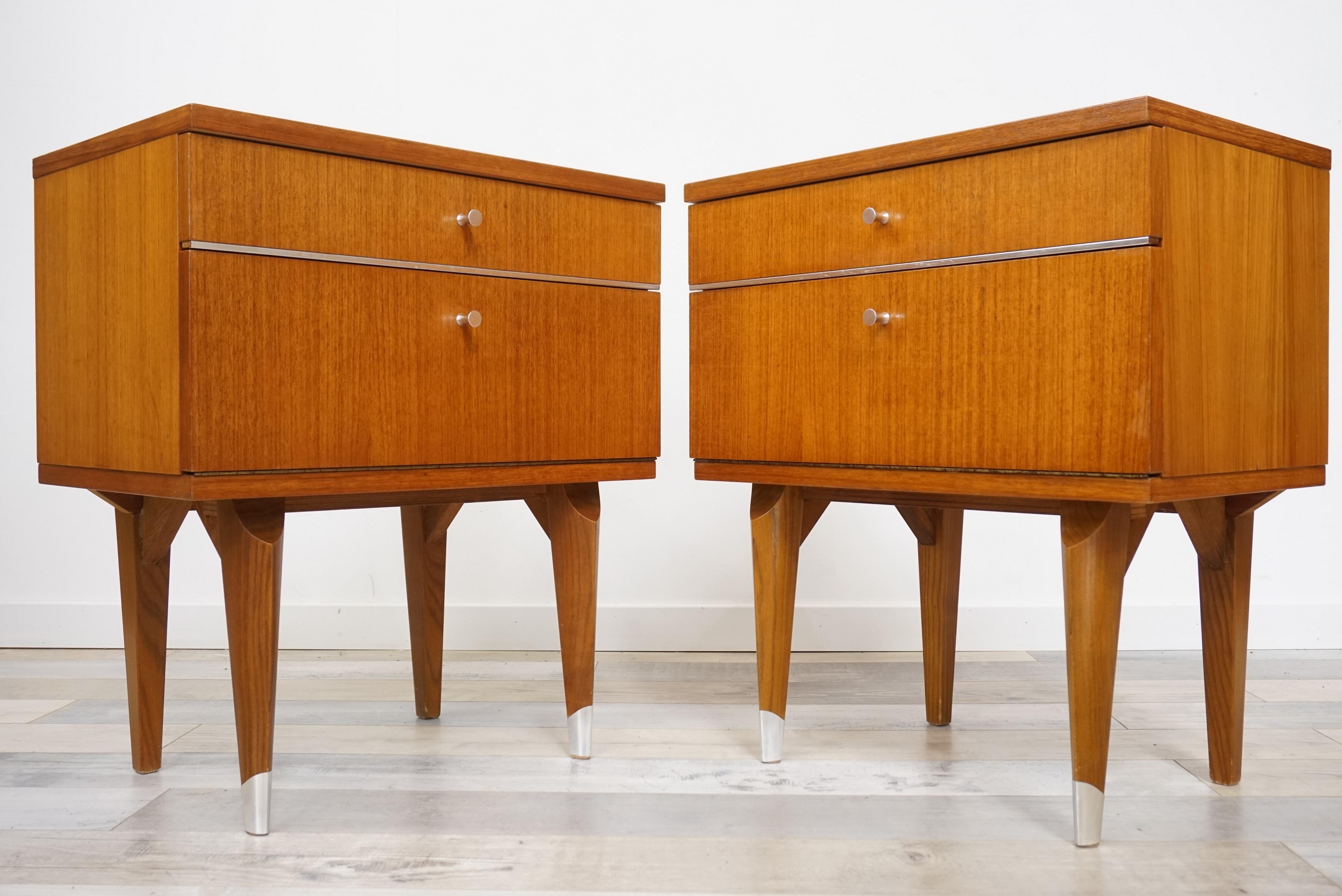 Pair of 1950s Teak Wooden Bedside Tables 8