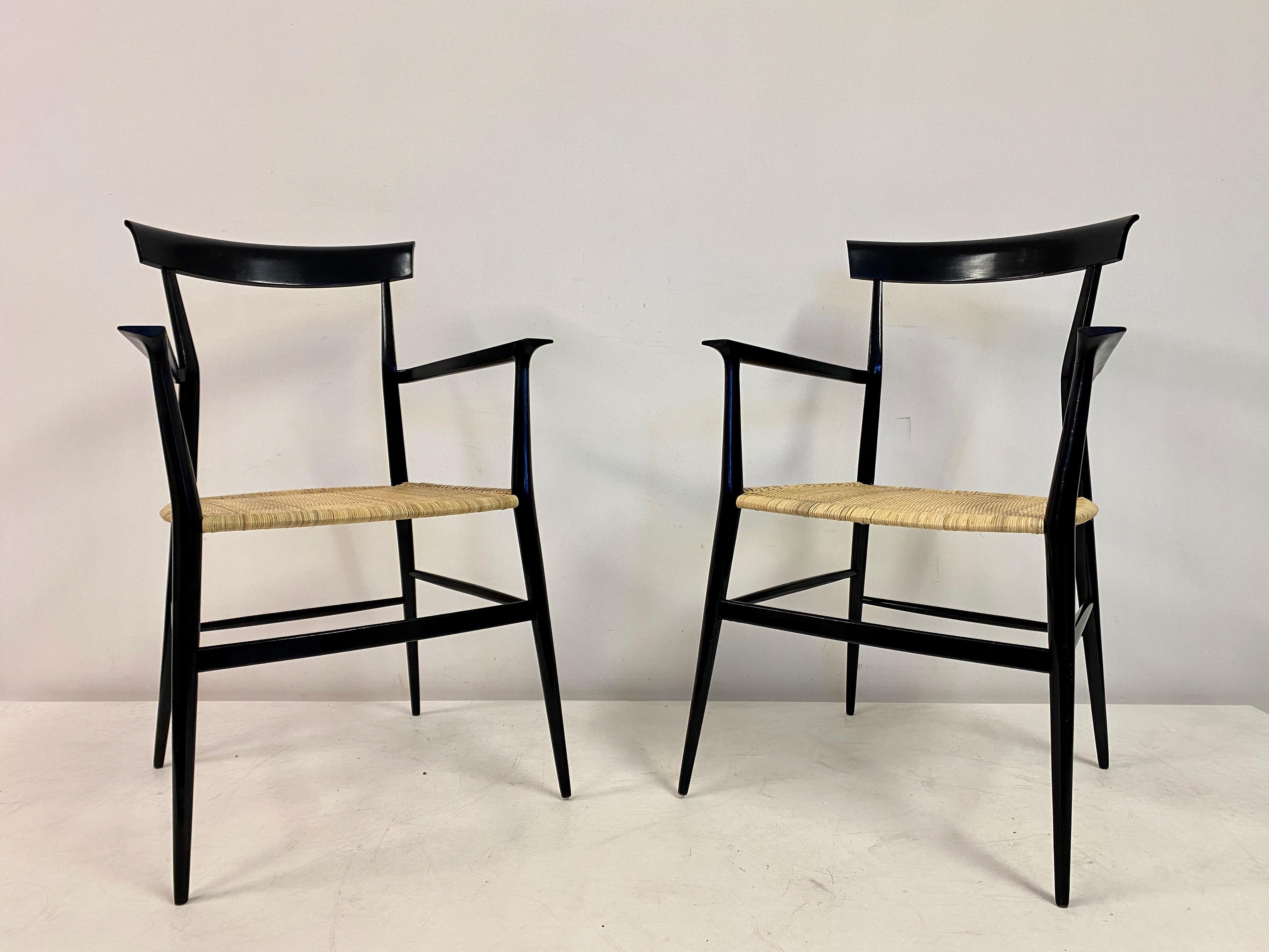 Reed Pair of 1950s Tigullina Chairs by Colombo Sanguineti For Sale