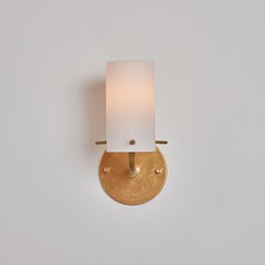 Pair of 1950s Tito Agnoli Brass & Glass Cylindrical Wall Lamps for O-Luce