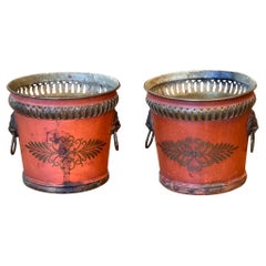 Pair of 1950s Tole Cachepots
