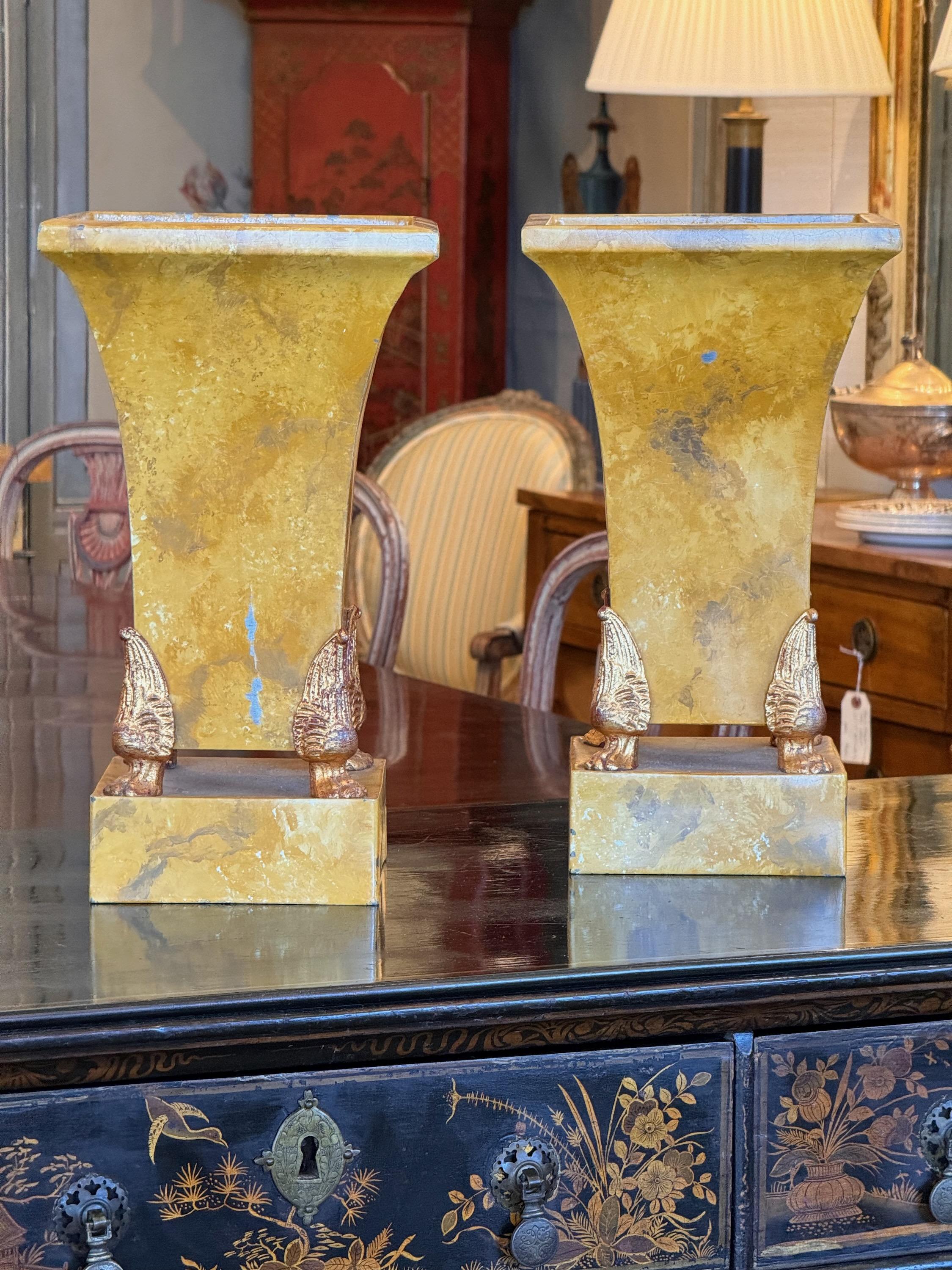French Pair of 1950s Tole Urns