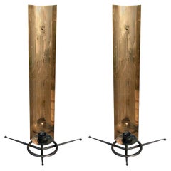 Pair of 1950s Tony Paul Brass and Black Metal Sconces