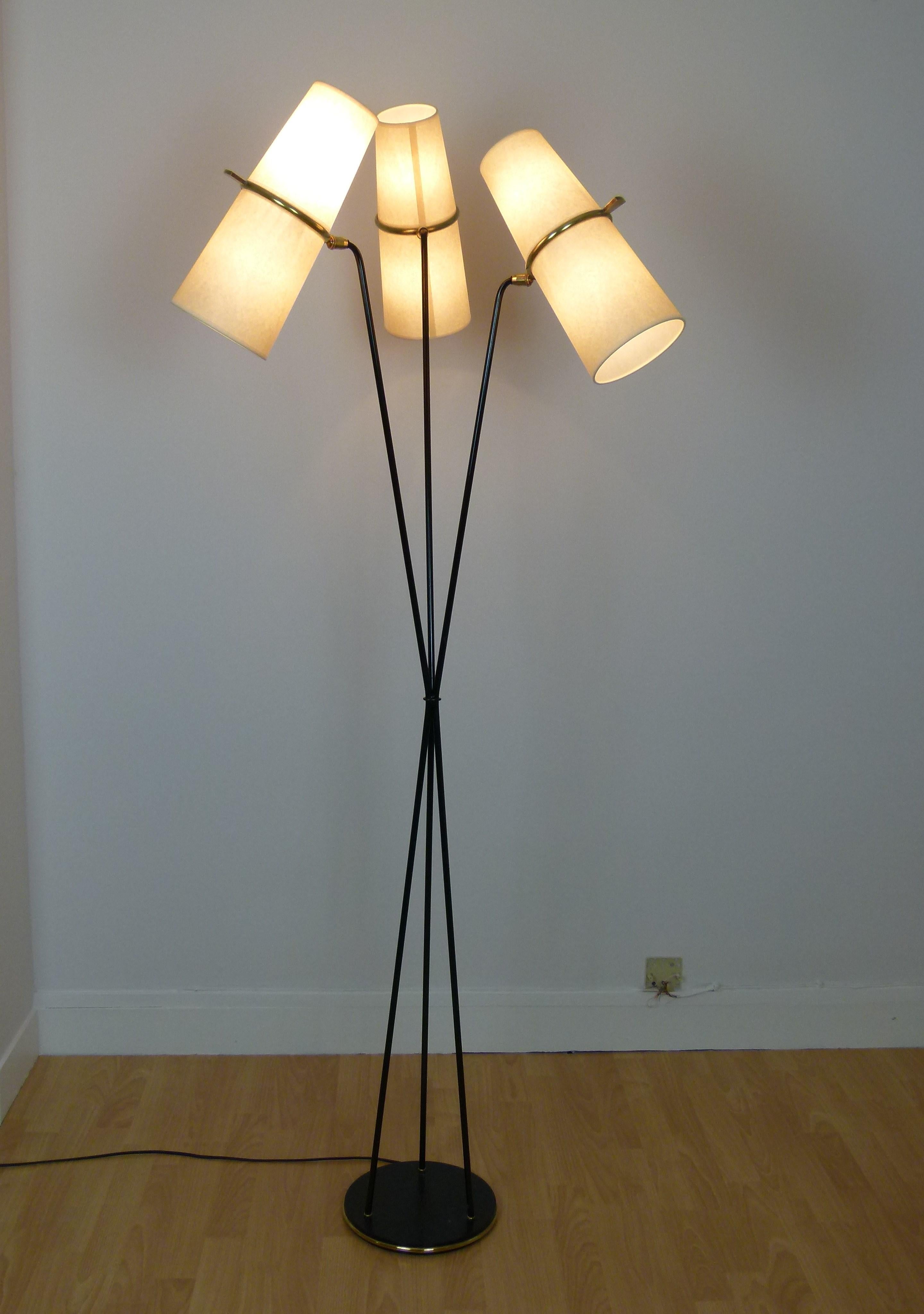 Pair of 1950s Triple Lighting Floor Lamp by Maison Lunel 7