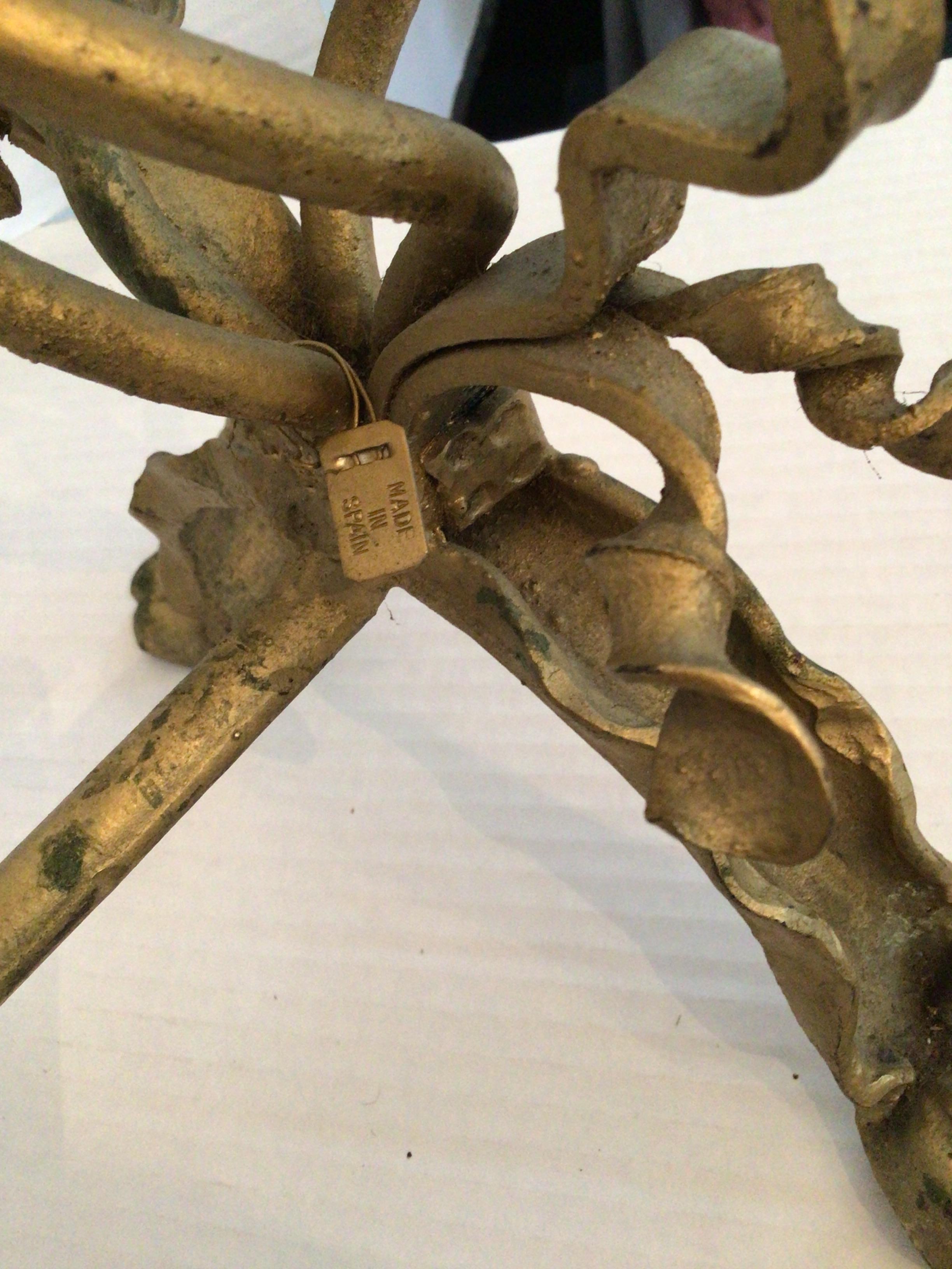 Pair of 1950s Twisted Gilt Andirons For Sale 1