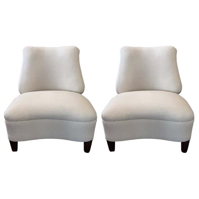 Pair of Mid-Century Cream Lounge Chairs, 1960s For Sale at 1stDibs