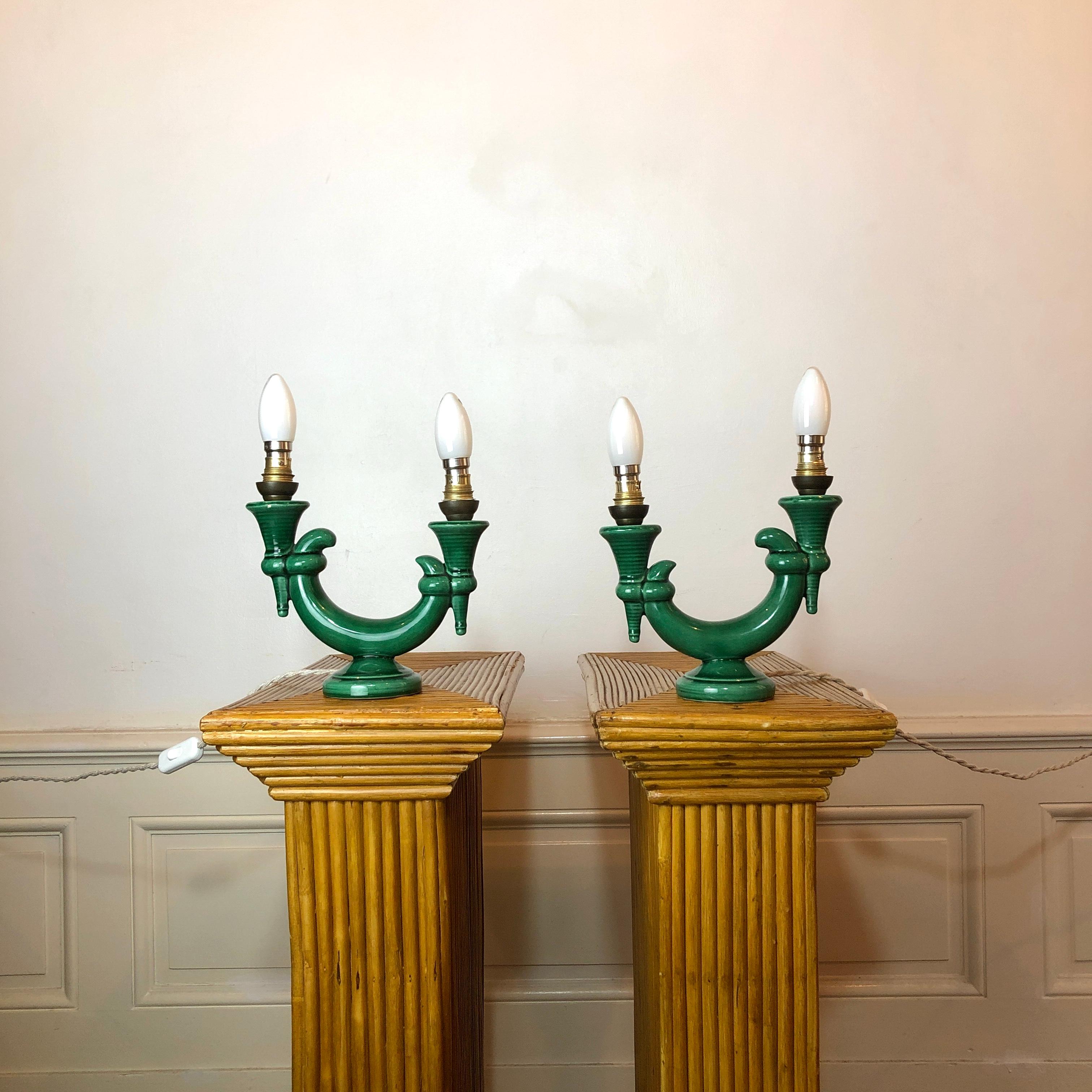 Pair of 1950's Vallauris Table Lamps  For Sale 4